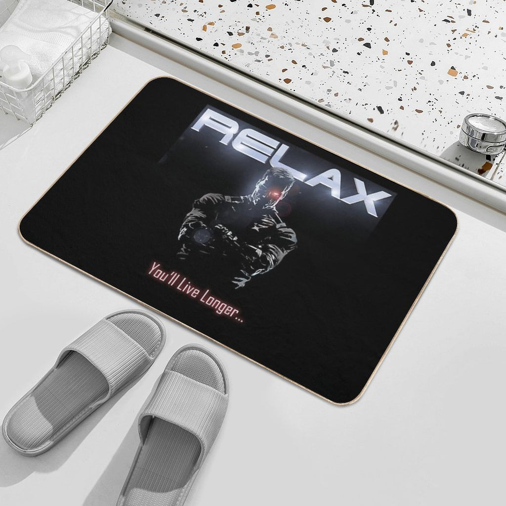 Badass Funny Terminator Relax Advice Illustration  Fade-Resistant Bath Mat