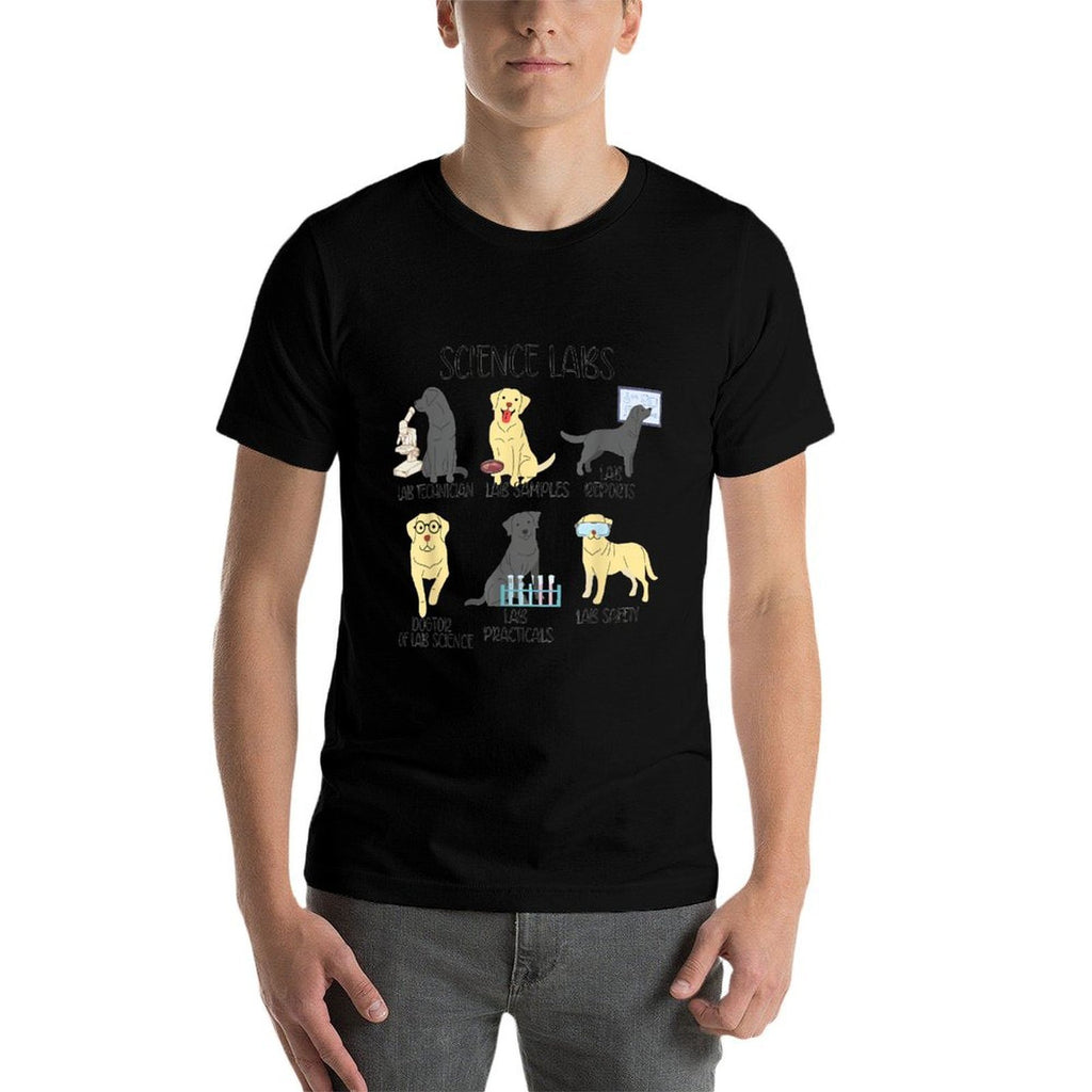 Science Labs Funny Dogs Labrador Retriever Science Teacher Men Women Comfortable T-Shirt