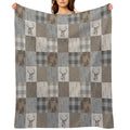 Deer Patchwork - Rustic Neutrals Easy Care Throw Blanket