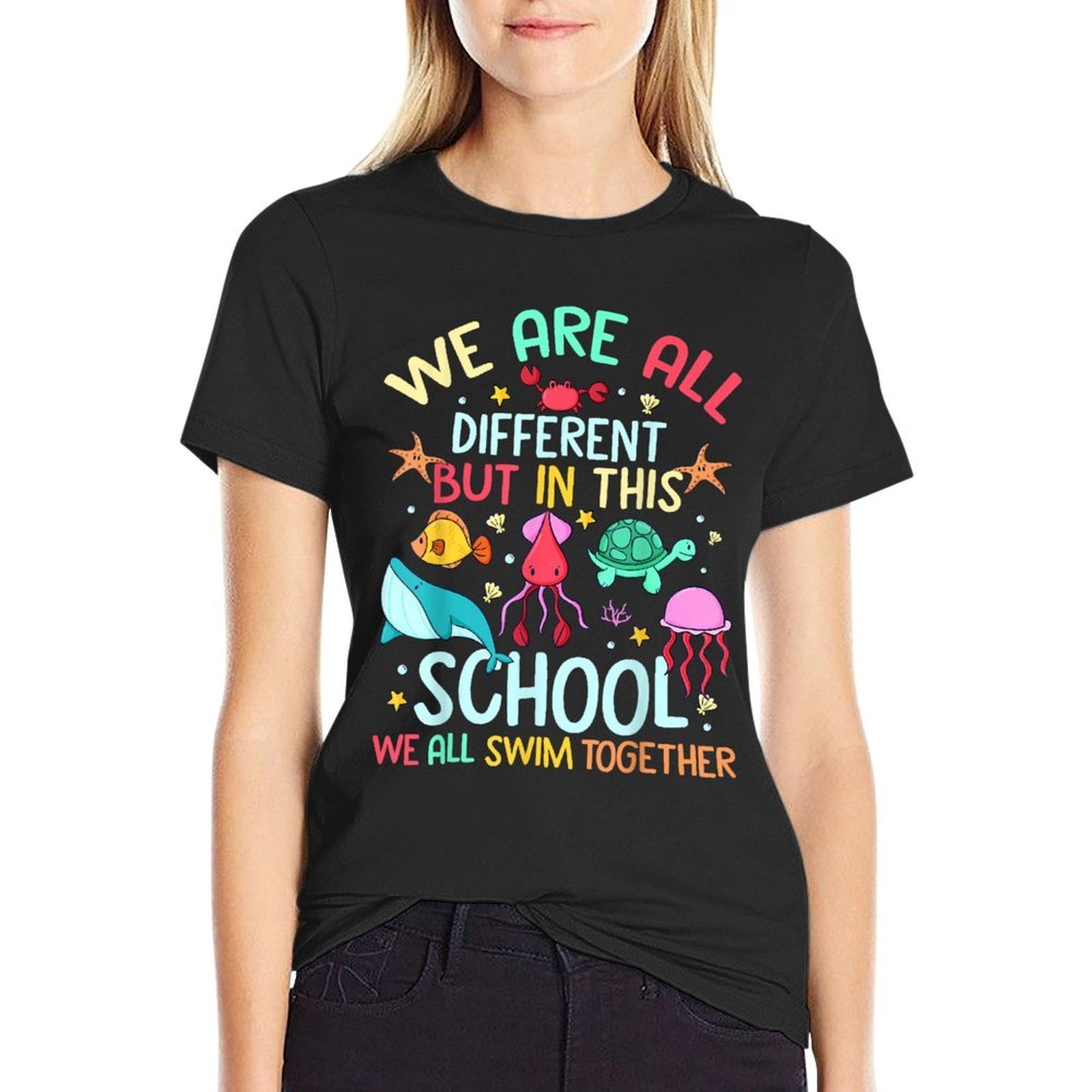 We Are Different But In This School We Swim Together Ocean  Vintage-inspired T-Shirt