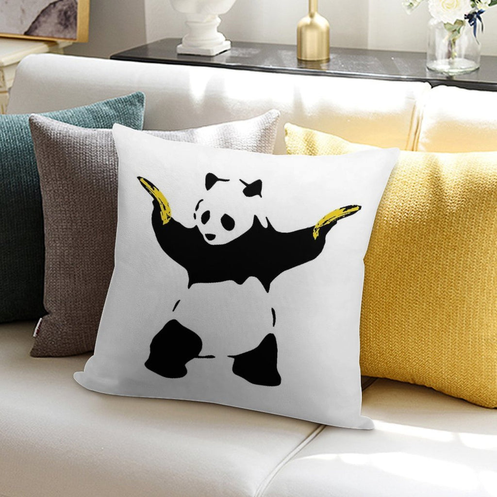 Bad Panda Stencil Soft Ultra-Soft Texture Throw Pillow