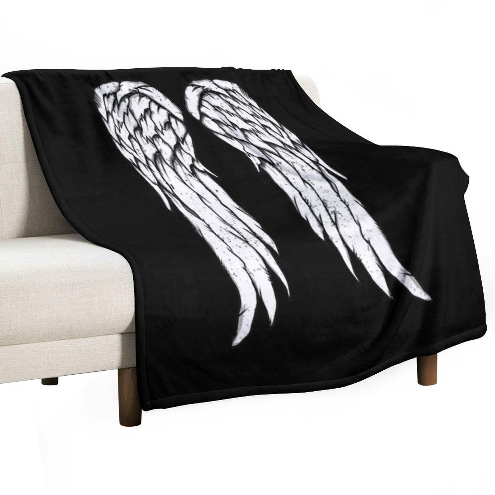 Daryl Dixon Wings - Zombie Velvety-soft Throw Blanket