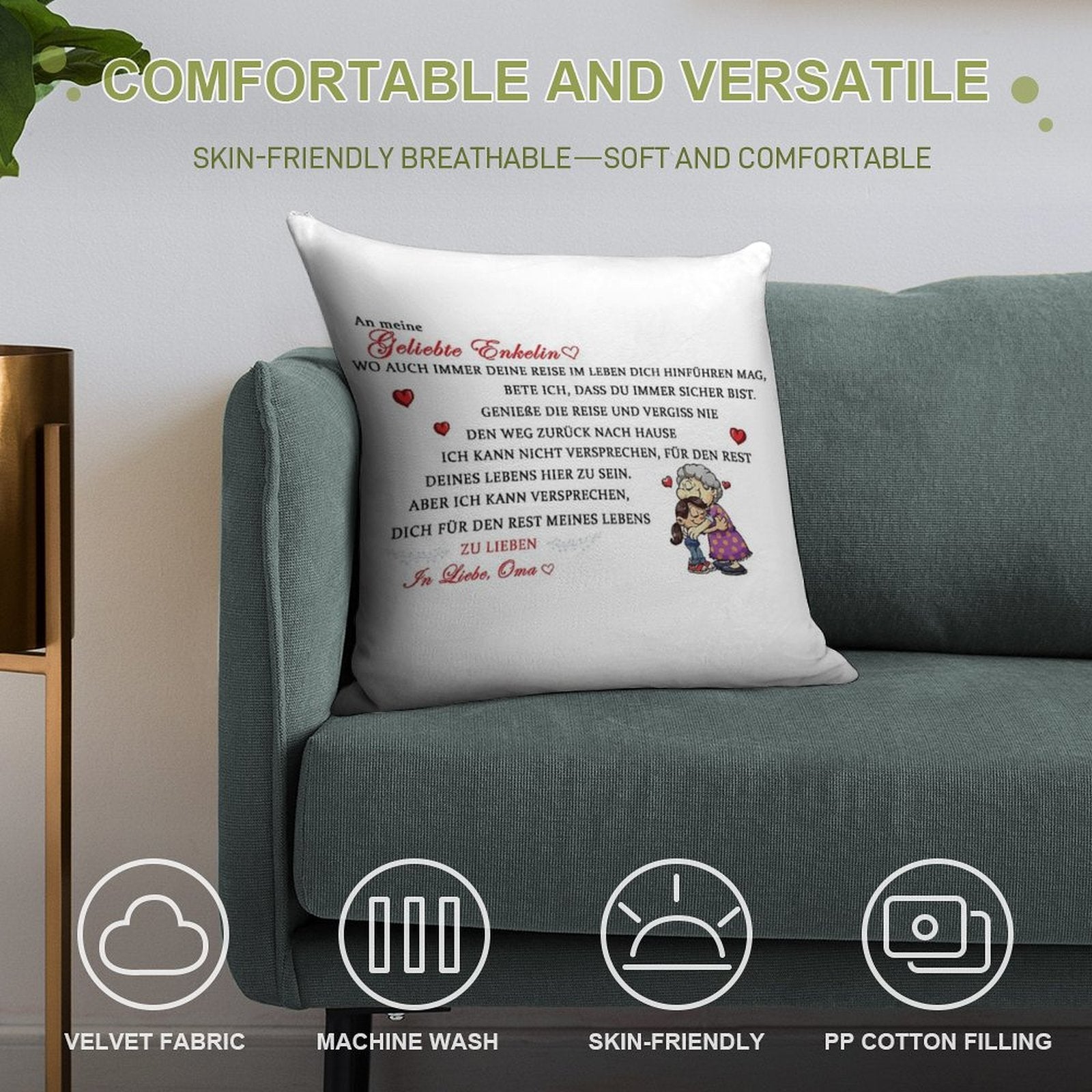 Gift for The Beloved Granddaughter Soft Easy Maintenance Throw Pillow
