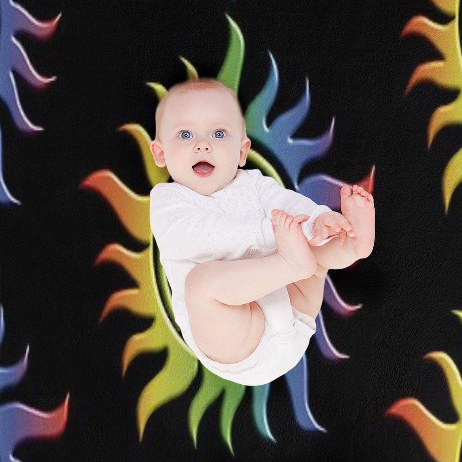 Rainbow Anti Possession Tattoo Travel-friendly Throw Blanket