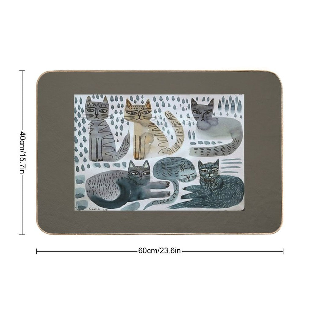 Cats Doodle  Repositionable Bath Mat