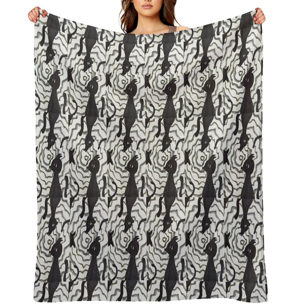 BLACK CAT・18 Machine-washable Throw Blanket
