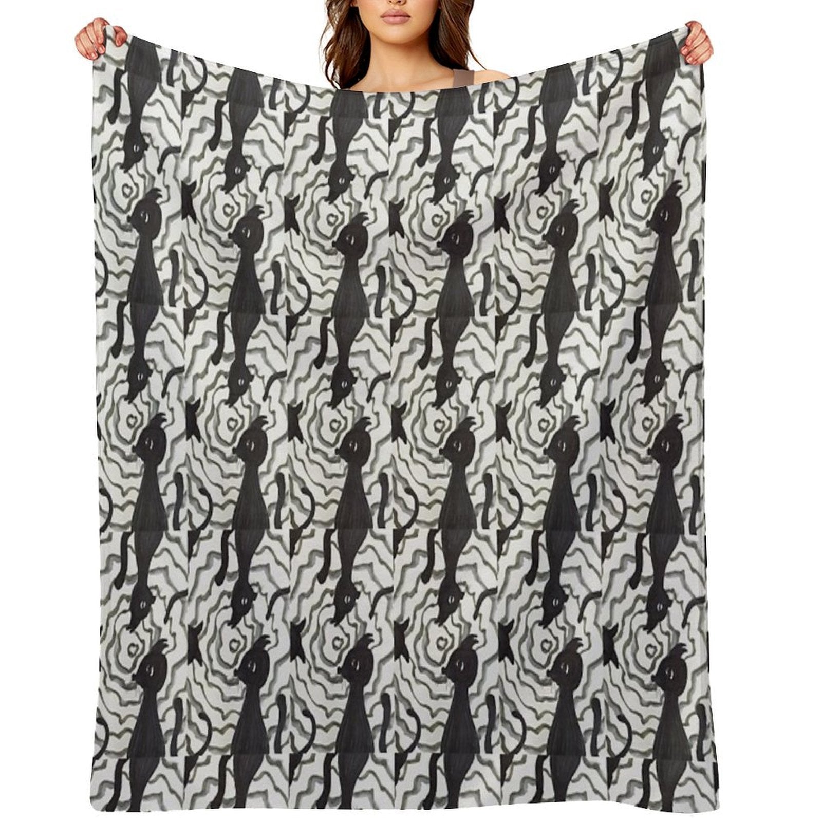 BLACK CAT・18 Machine-washable Throw Blanket