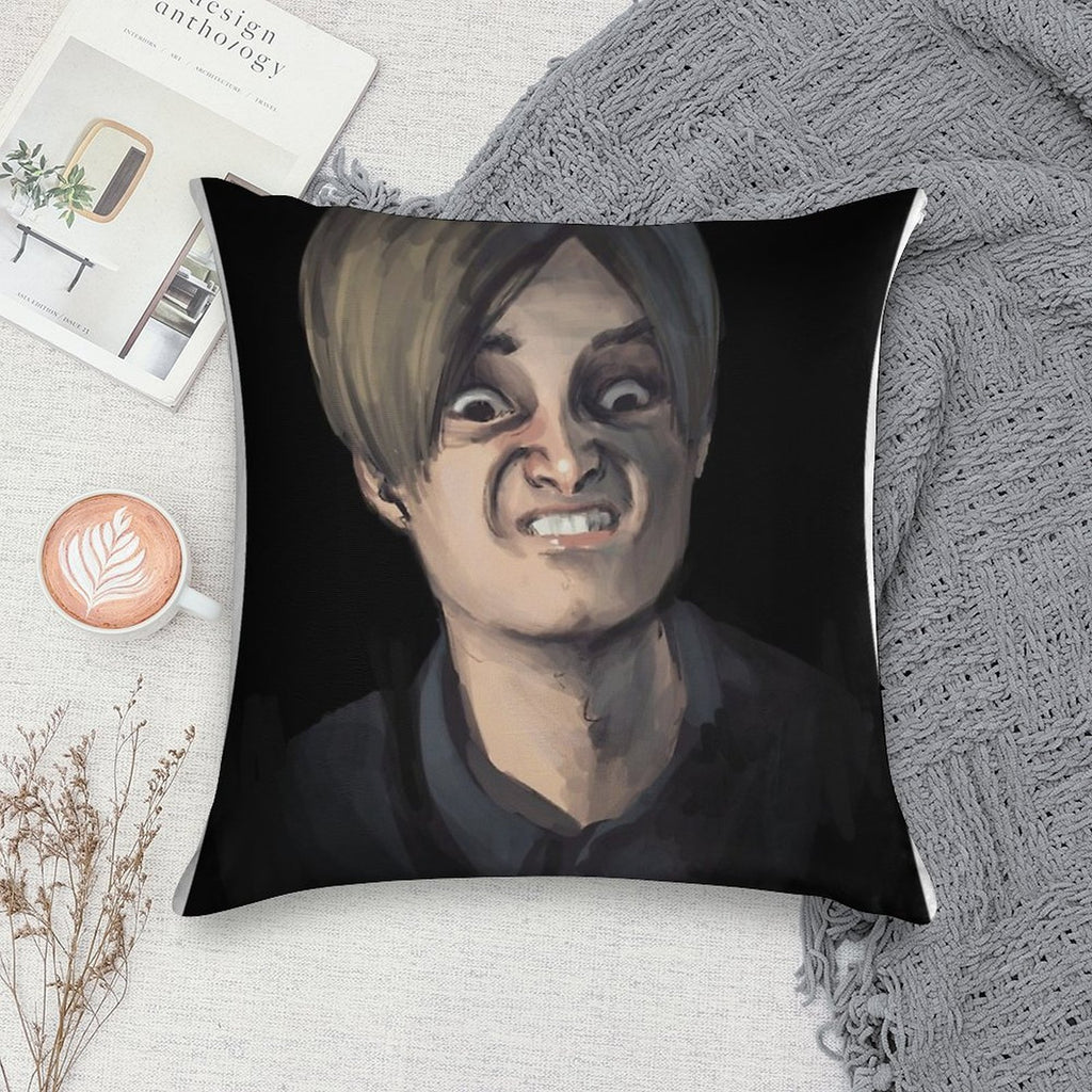 Leon Kennedy The Face - Resident Evil 2 Soft Fade-Resistant Throw Pillow