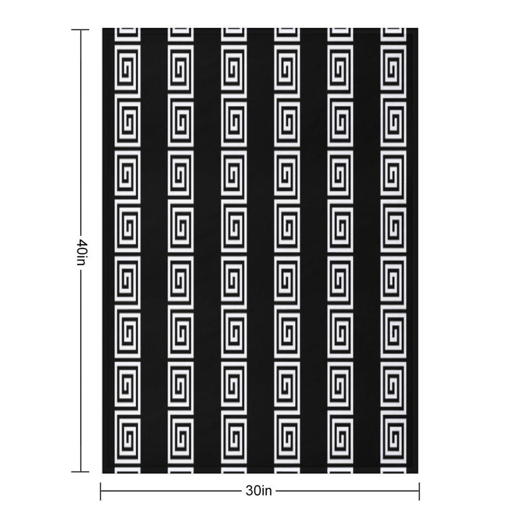 Greek Key Stripes Black & White Sustainable Throw Blanket