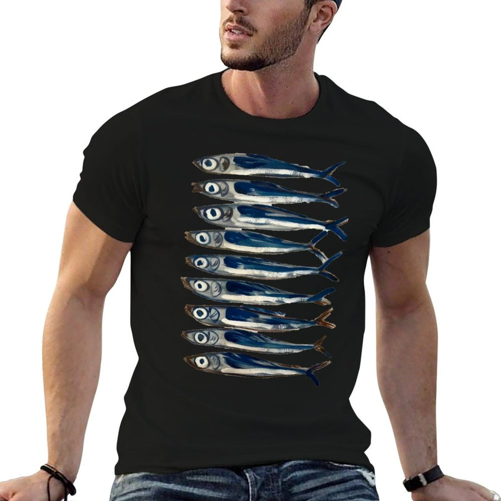 Sardine Painting Antique Still Life Fish Art Fish Restaurant  Moisture-wicking T-Shirt