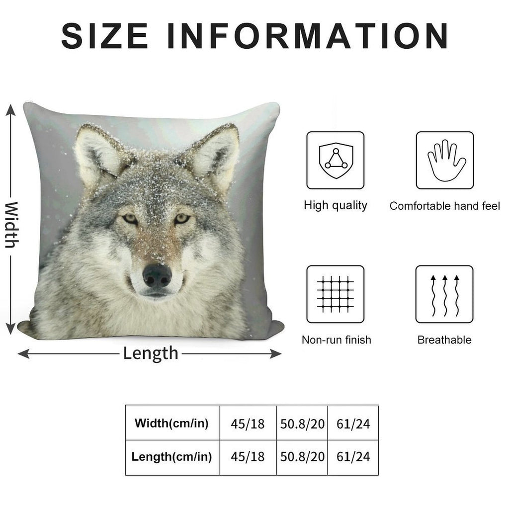 GREY WOLF Soft Shrink-Resistant Throw Pillow