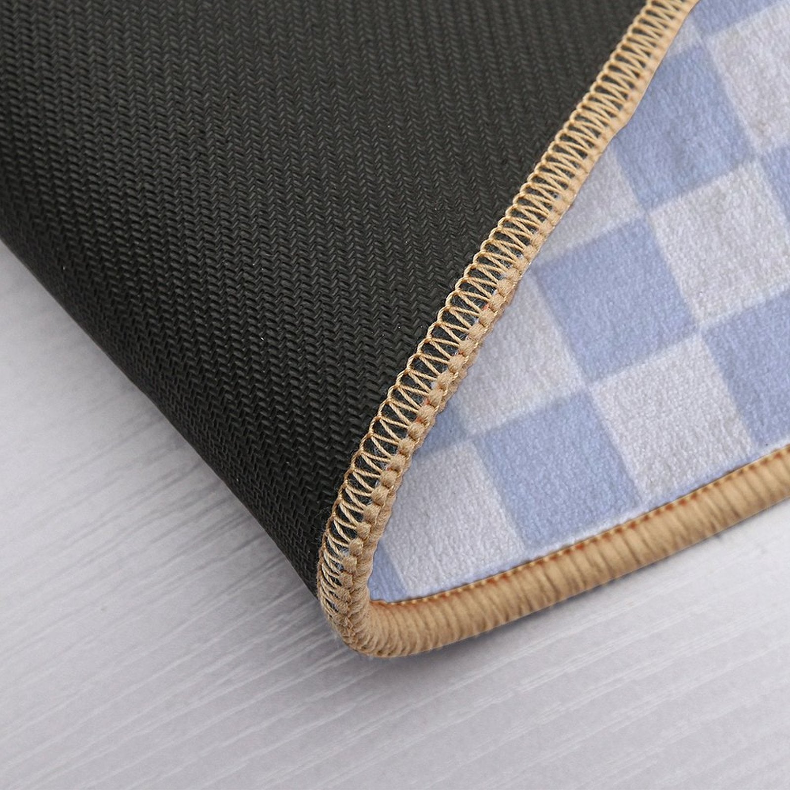 Checkerboard Mini Check Pattern in Double Pale Periwinkle Purple  Dirt-Trapping Bath Mat
