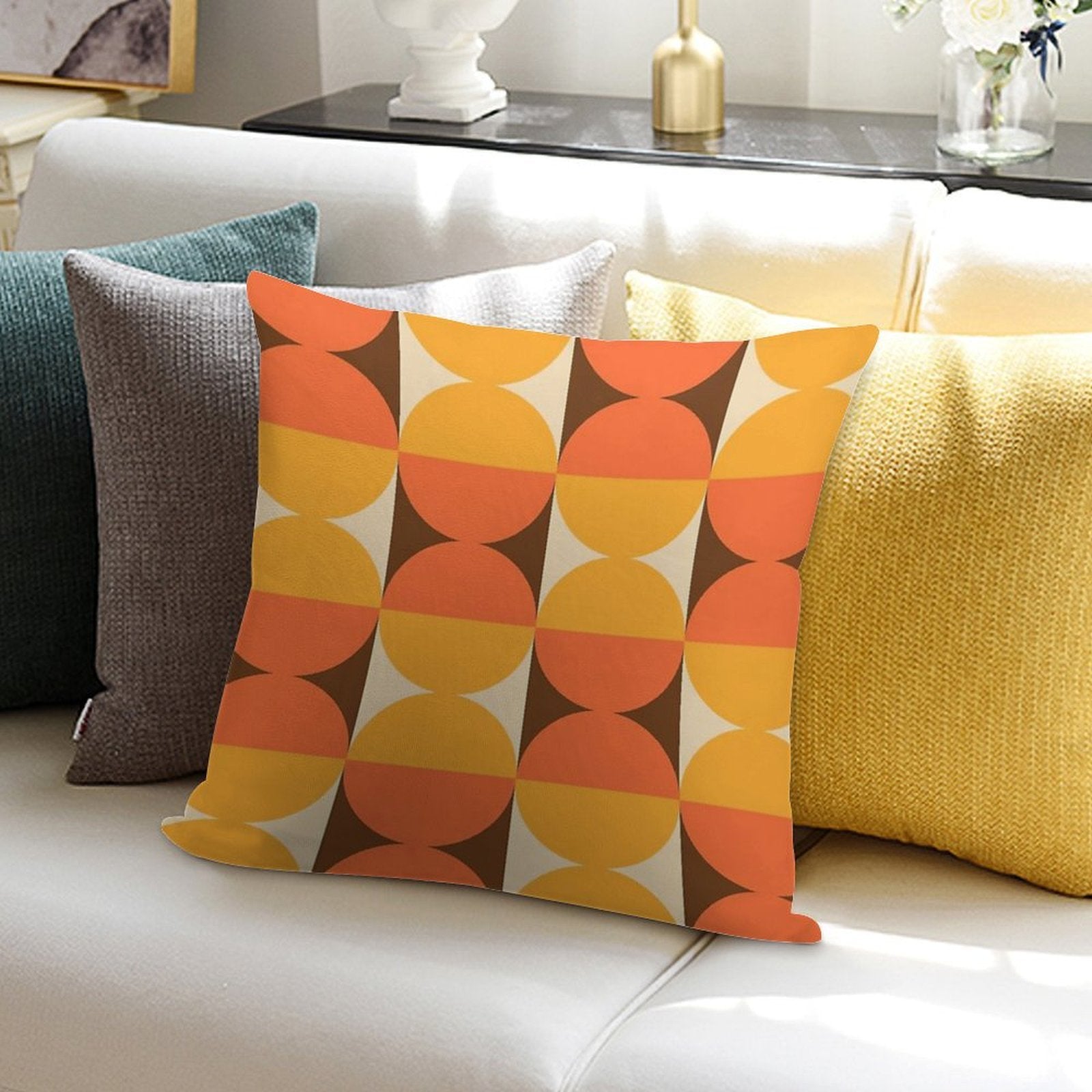 Mid Century Modern Geometric Abstract Pattern 727 Soft Bedroom Essential Throw Pillow