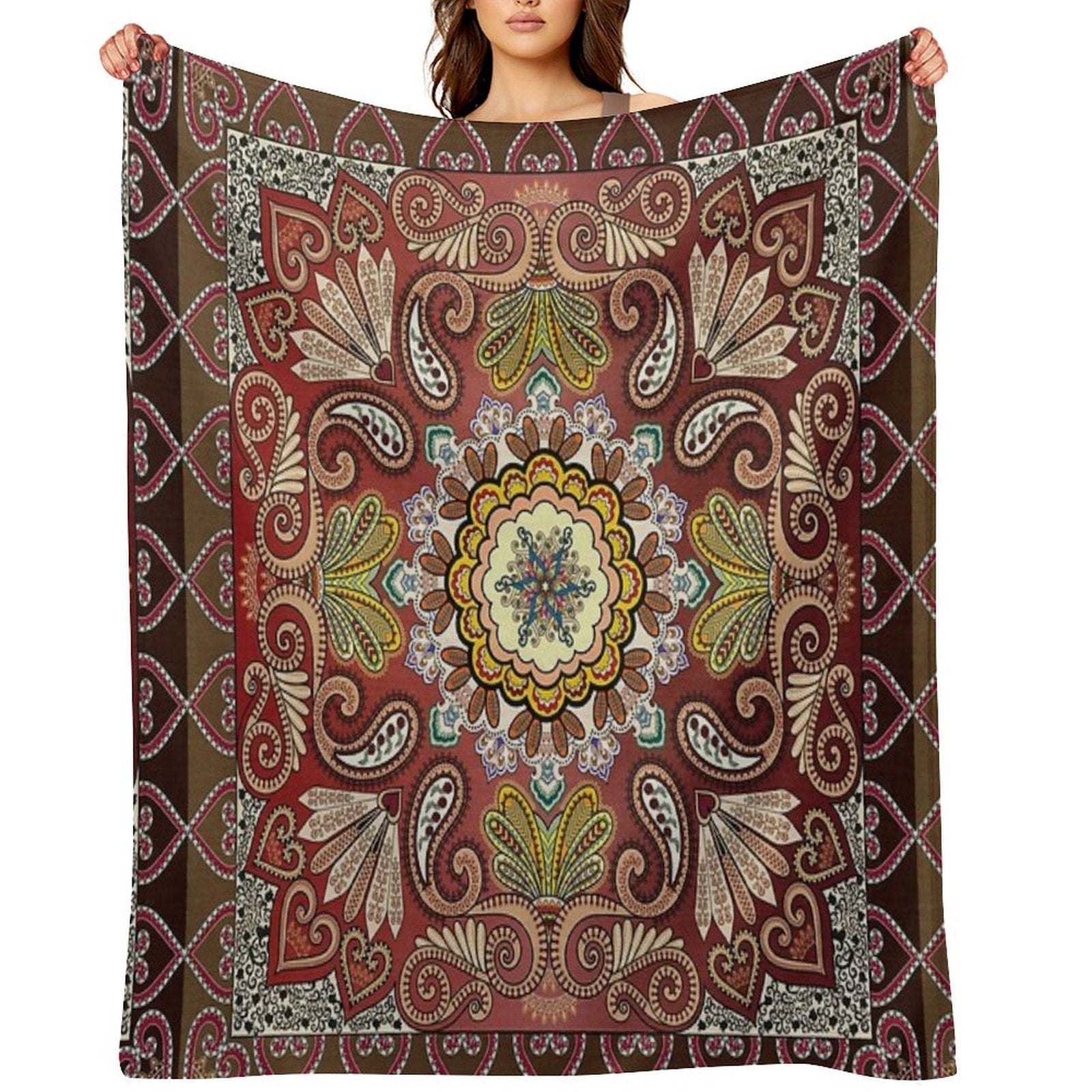 Mediterranean Mosaic Tiles  Azulejos Plush Throw Blanket