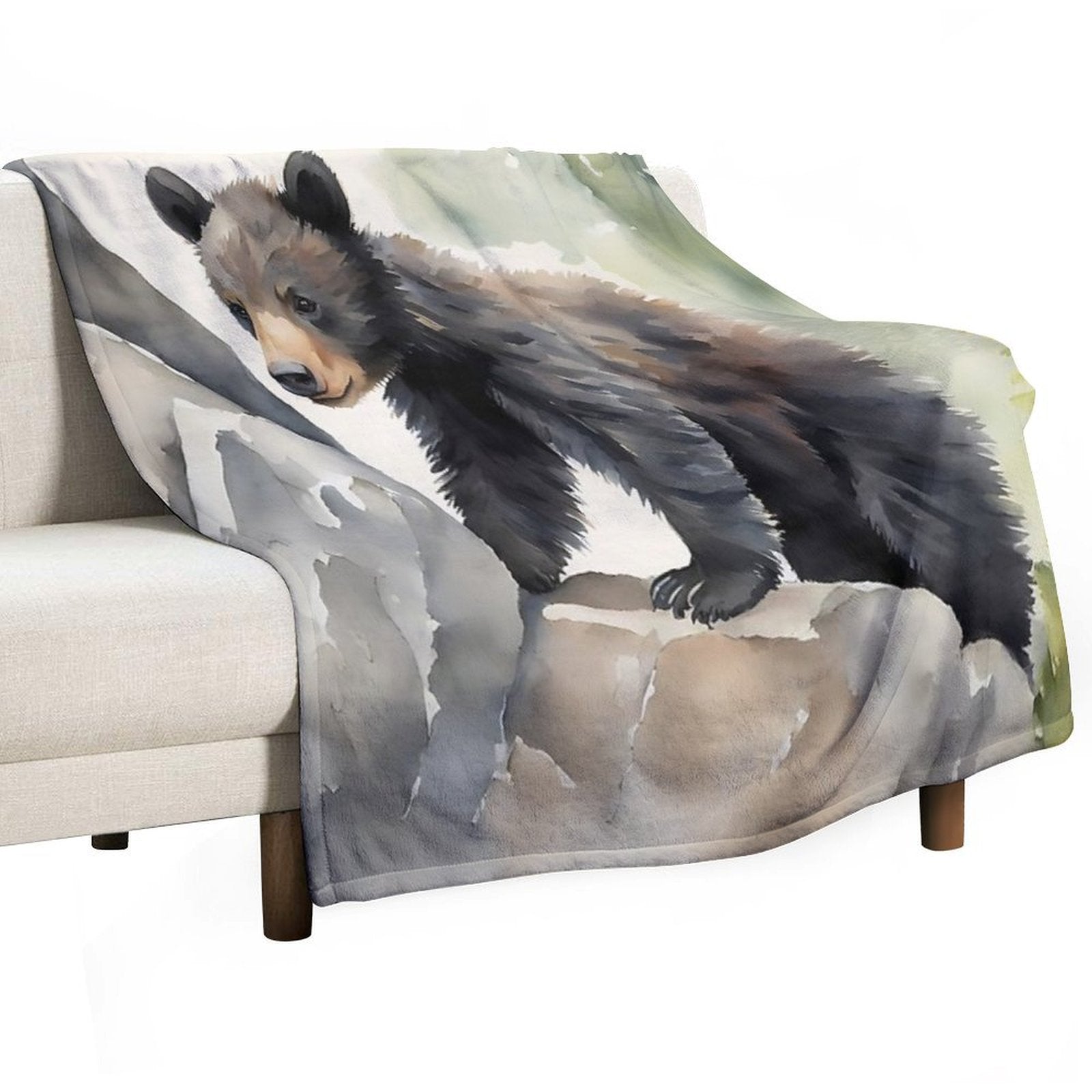 Black Bear Cub Machine-washable Throw Blanket