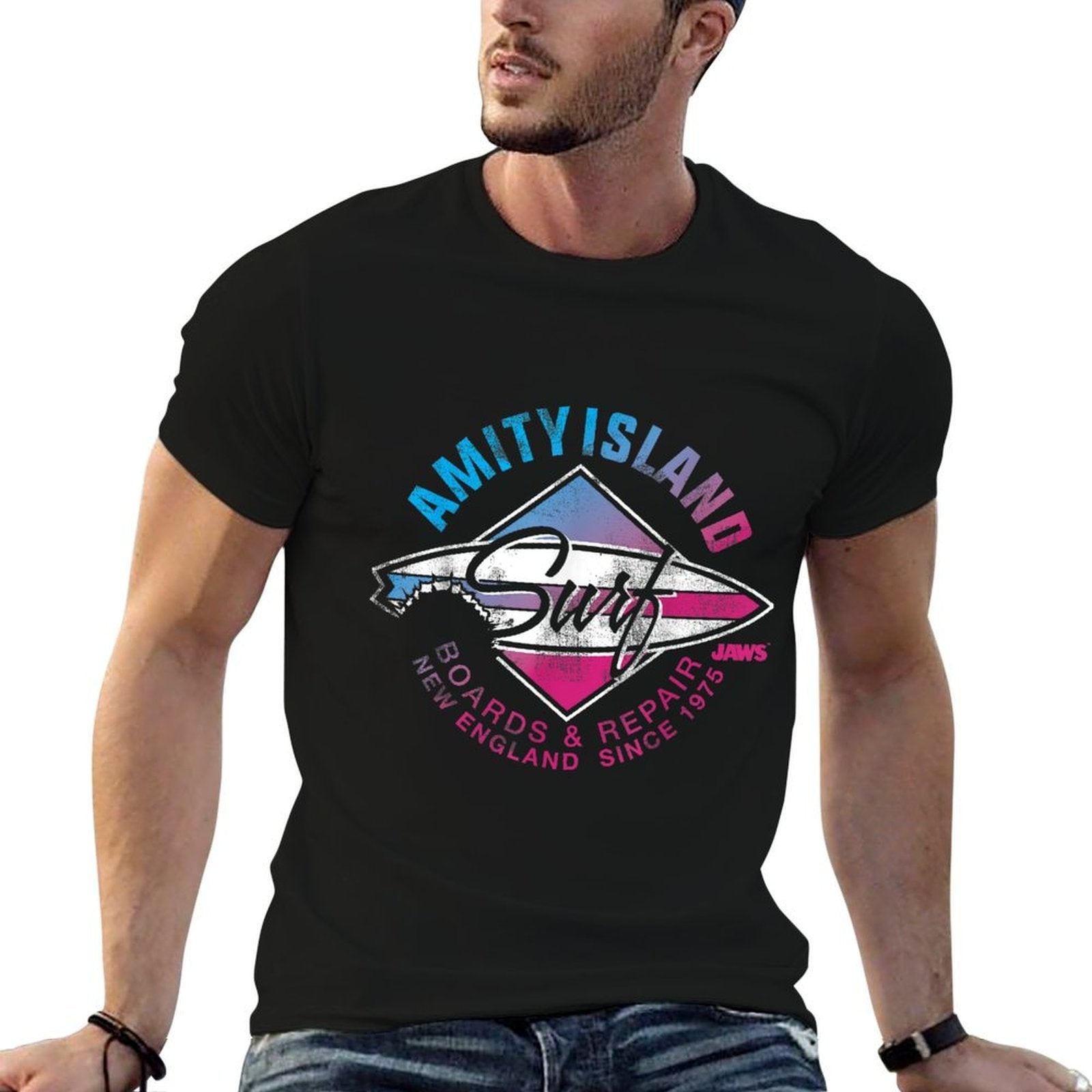Jaws Amity Island New England Surf Shop Since  Moisture-wicking T-Shirt