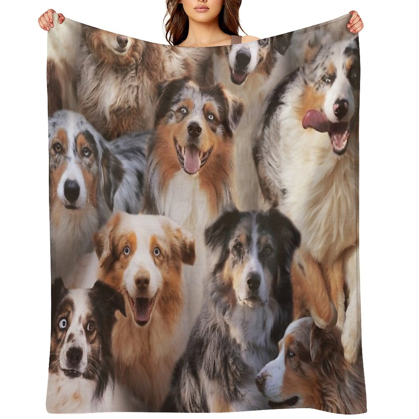 Australian Shepherds Plush Throw Blanket