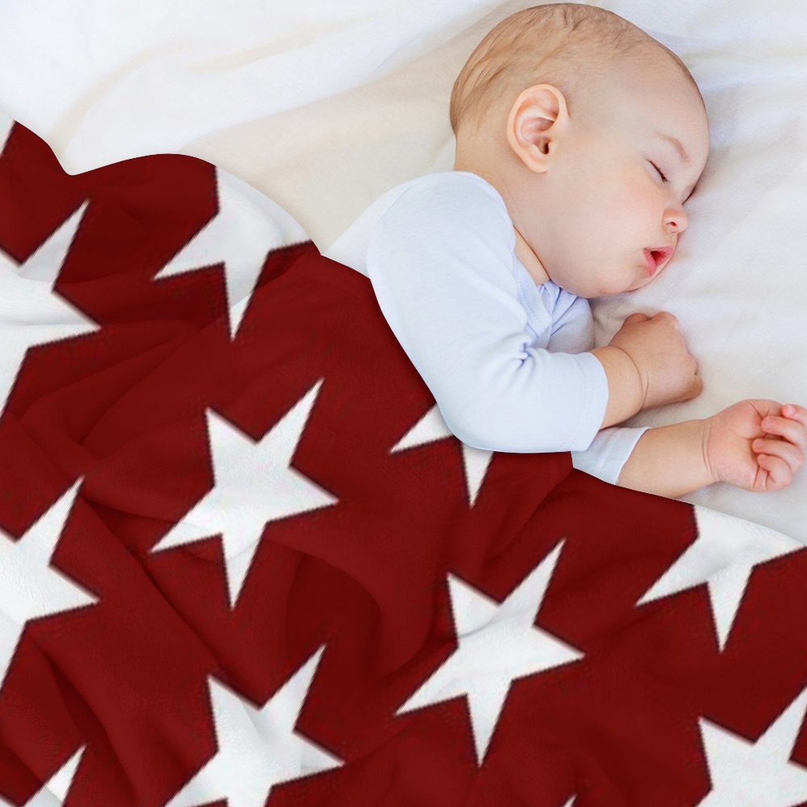Stars on Crimson Velvety-soft Throw Blanket