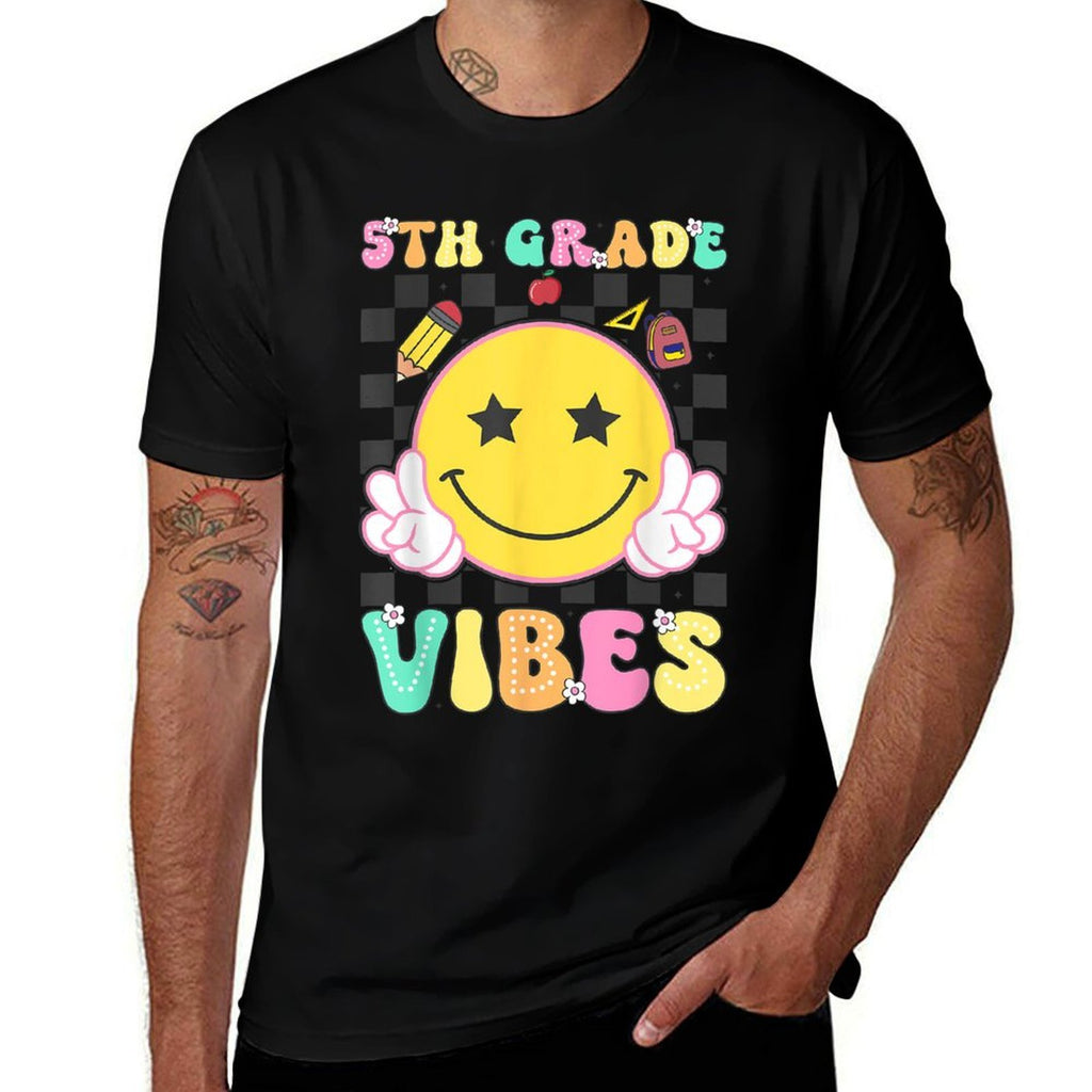5th Grade Vibes Girls Smile Face Back to School Fifth Grade  Odor-resistant T-Shirt