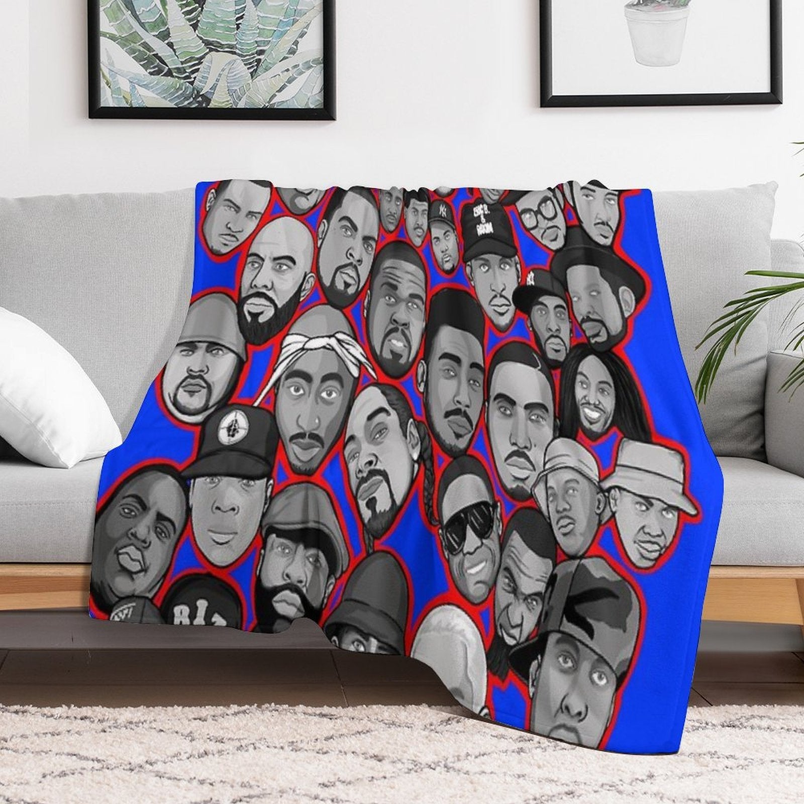 Old School Hip Hop Legends Collage Art Compact Throw Blanket
