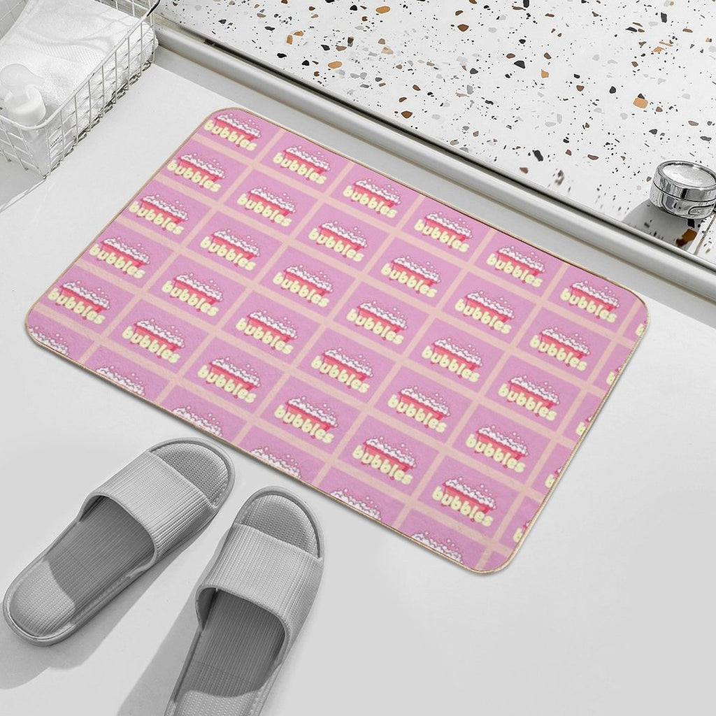 Cartoon Pink Bubble Bath Poster  Stain-Proof Bath Mat