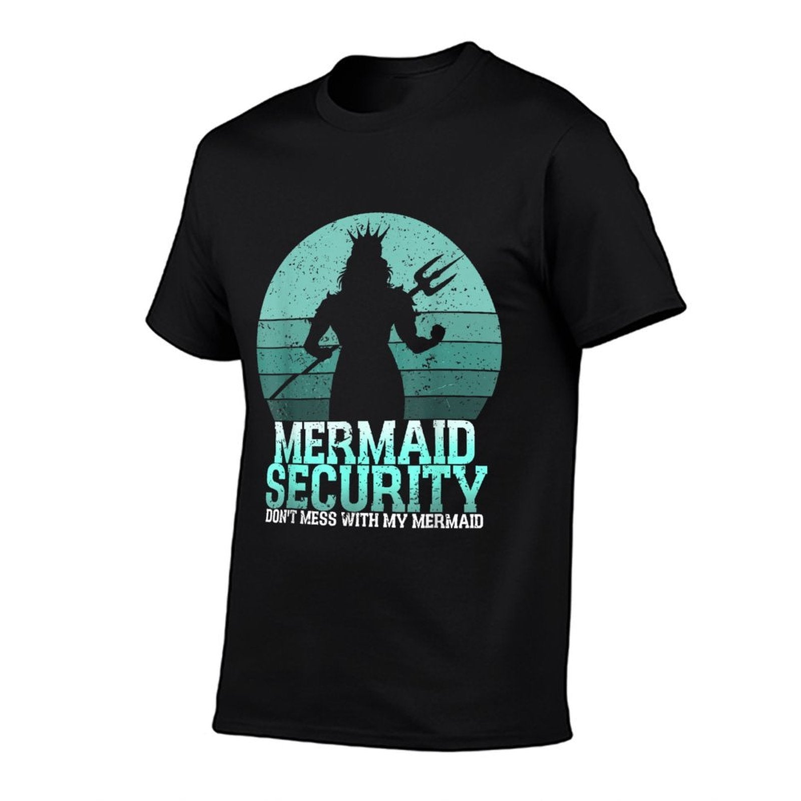Mermaid Security Funny Vintage Birthday Party Dad Father Day  Wrinkle-resistant T-Shirt