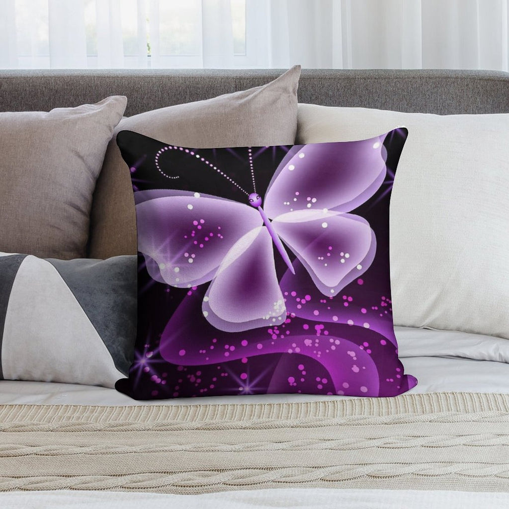 Sparkling Purple Butterfly Merchandise Soft Easy Maintenance Throw Pillow