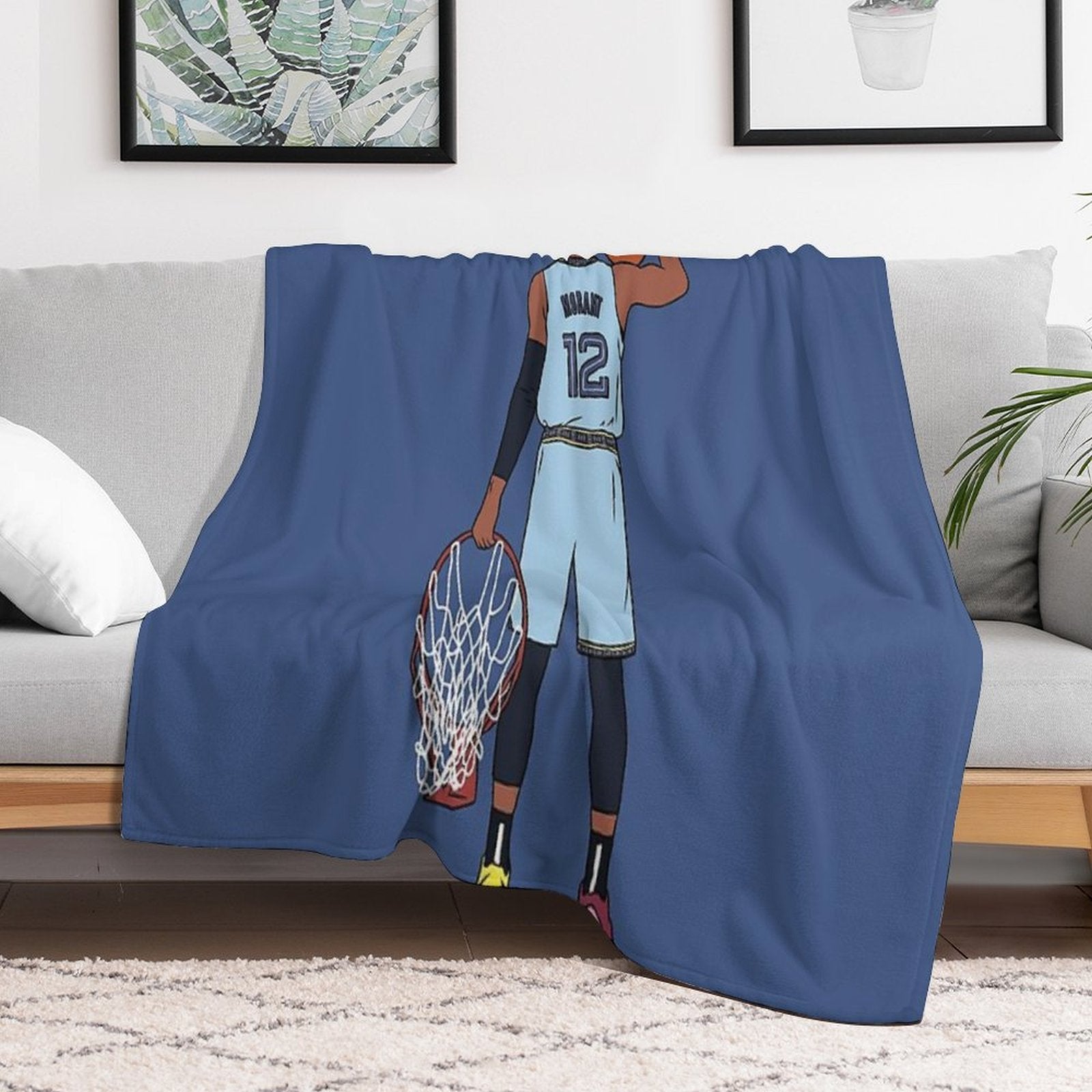 Ja Morant And The Rim Sustainable Throw Blanket