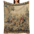Aubusson  Antique French Tapestry Print Multi-functional Throw Blanket