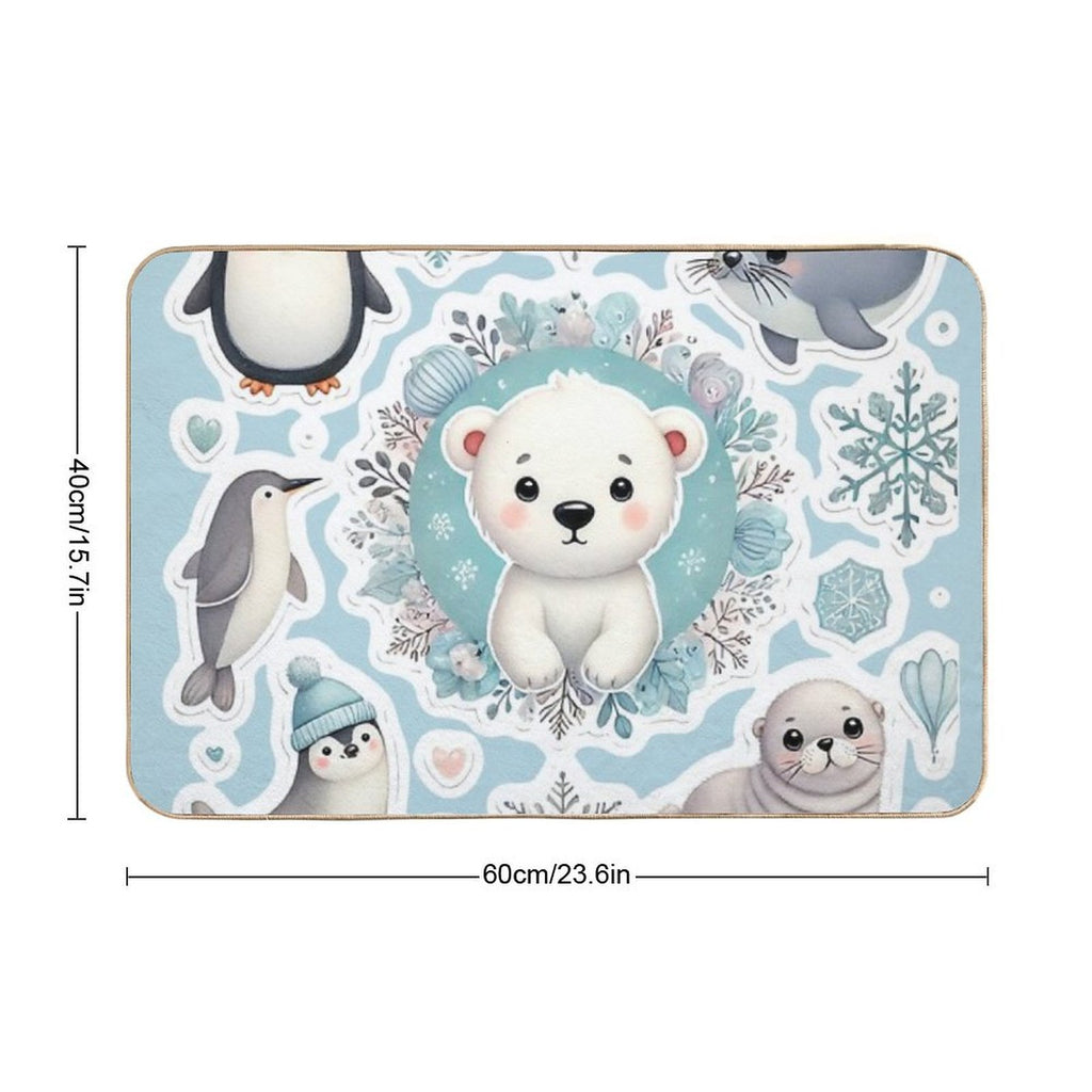 Ice Friends in Watercolor  Easy To Clean Bath Mat