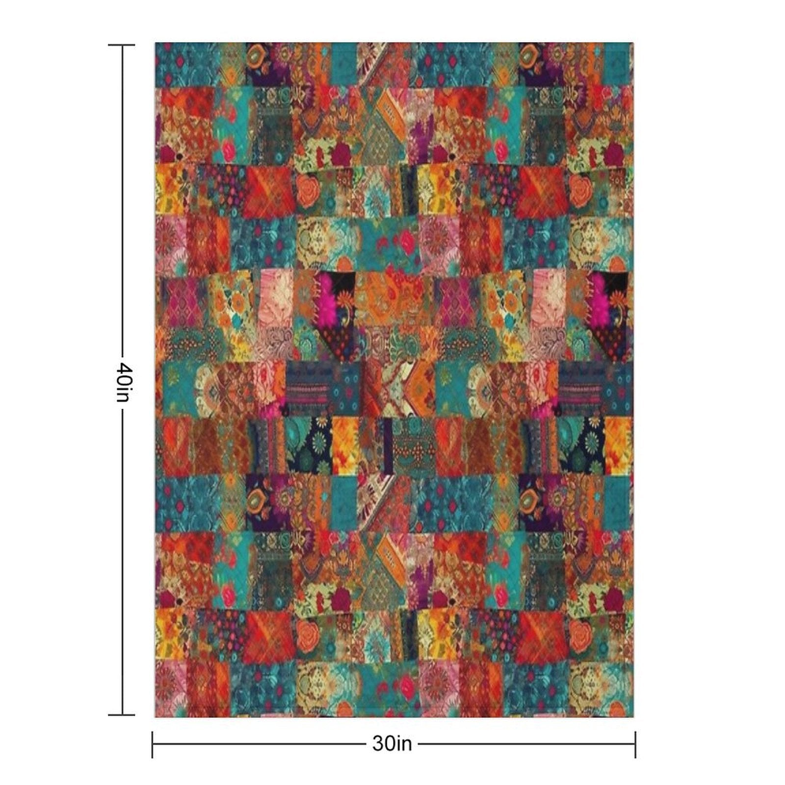Bohemian Patchwork Wonderland Vibrant Bright Hippie Velvety-soft Throw Blanket