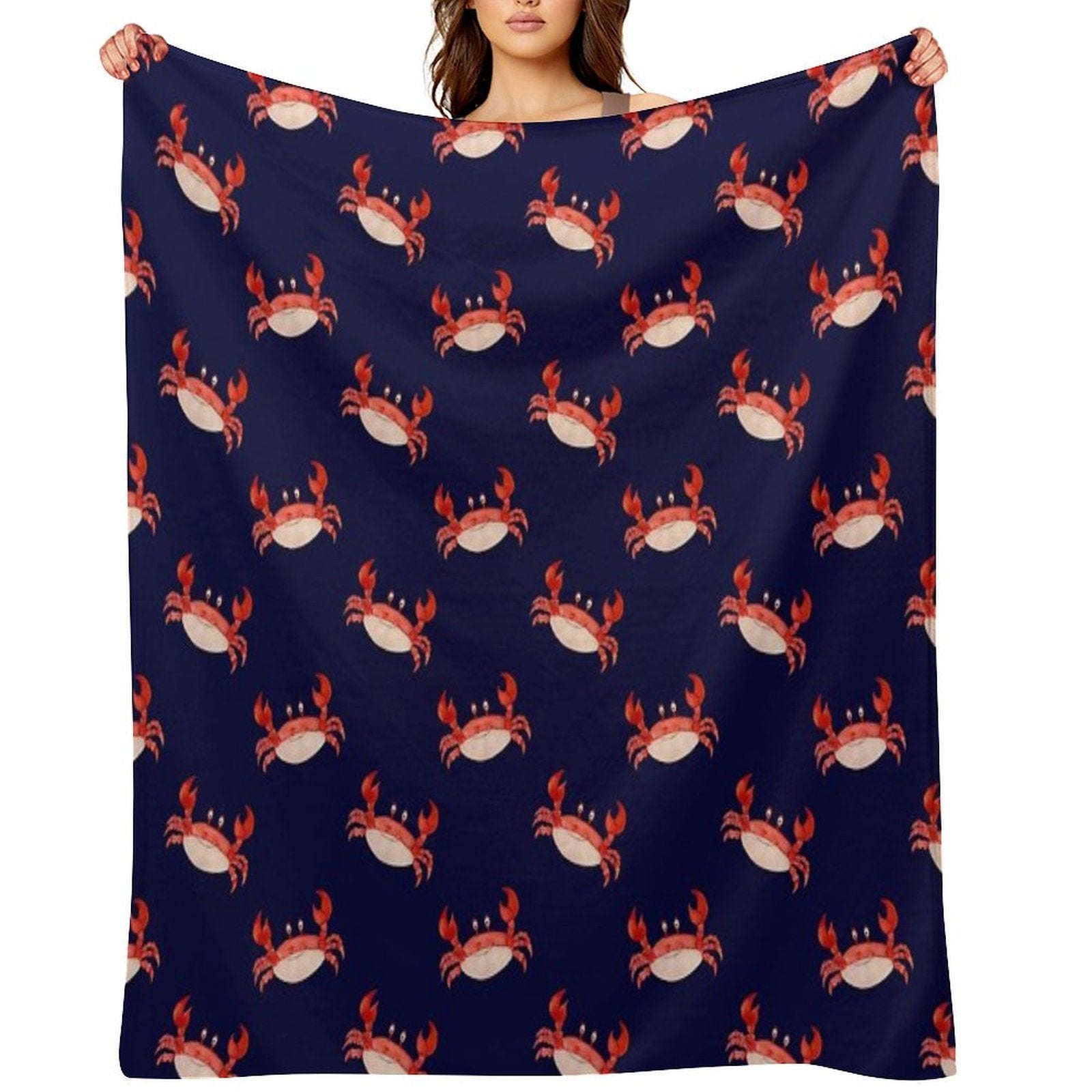 Crab Happy Crabby Seaside Crustaceans, Fun Red Animal Sea Ocean Lobster Quick-dry Throw Blanket