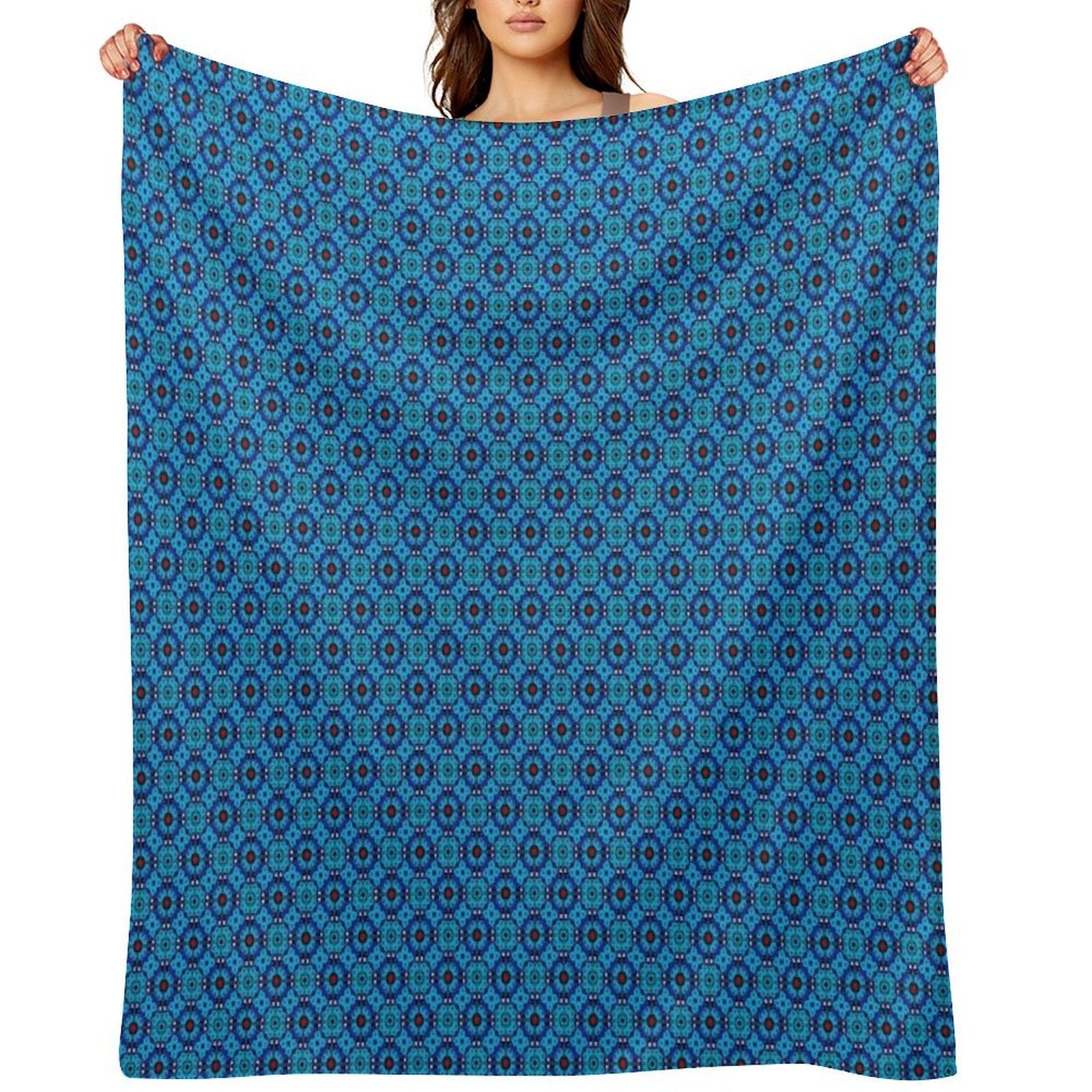 Blue Petal Medallions Anti-pilling Throw Blanket