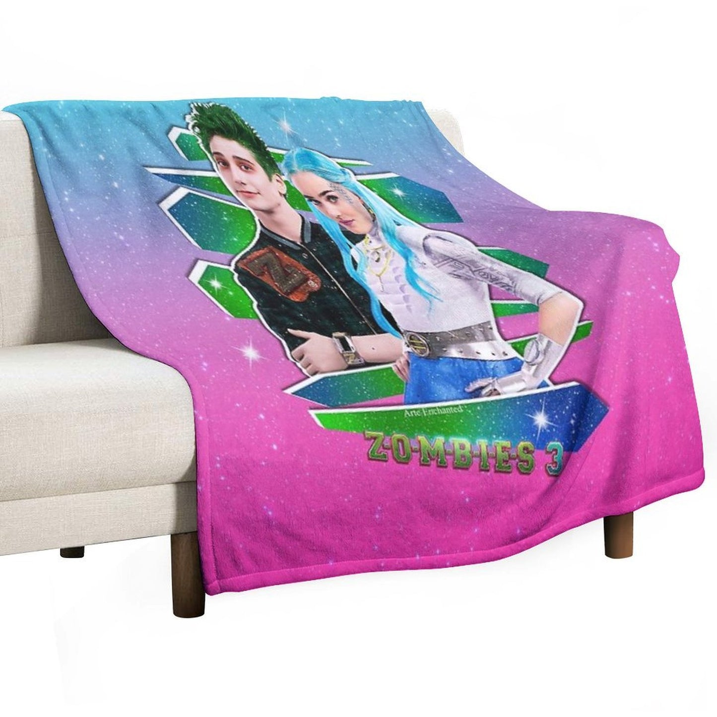 Zombies 3 - Milo And Meg - Zed And Addison - Galaxy Love Glitter Compact Throw Blanket