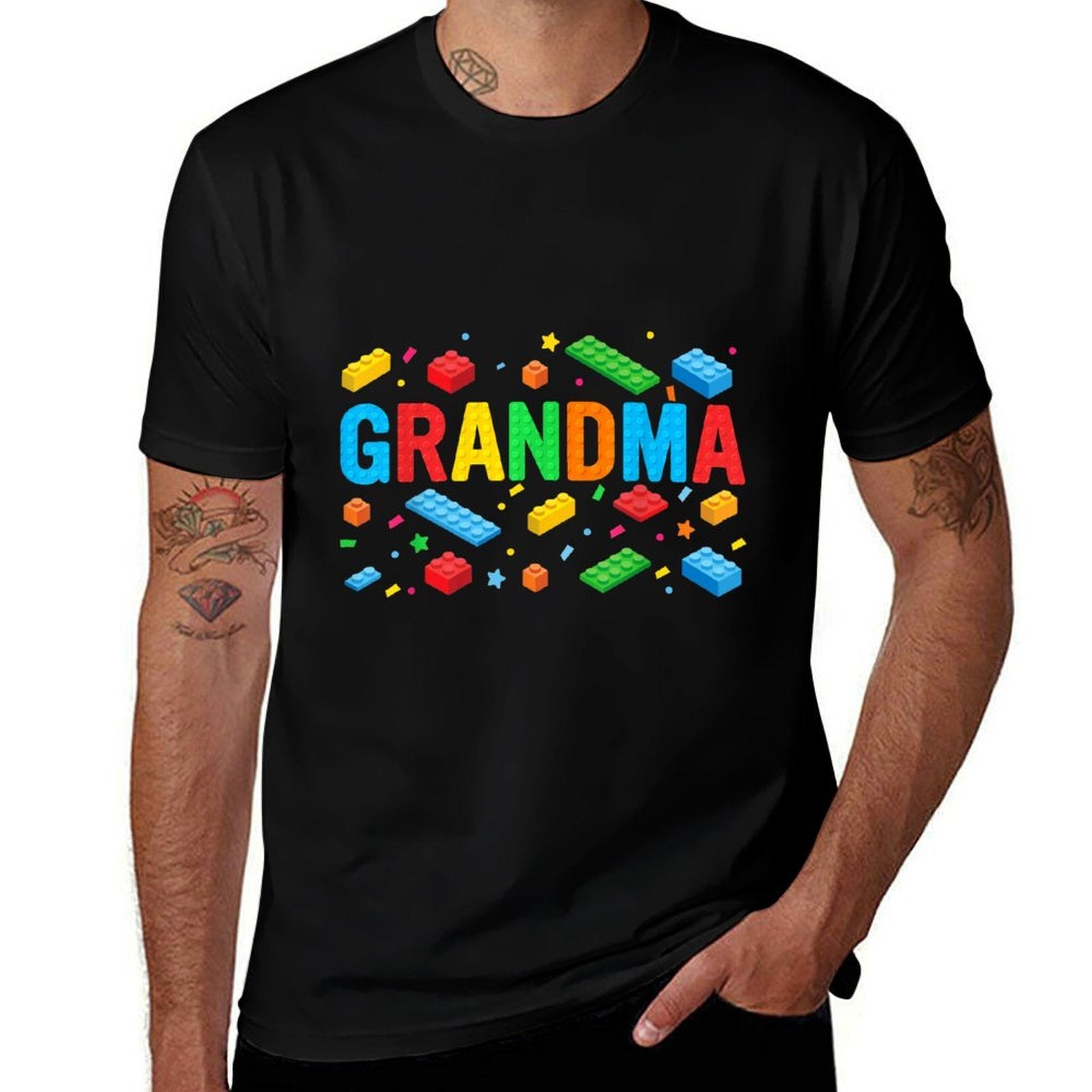 Grandma Master Builder Building Bricks Blocks Family Funny  Summer-ready Fabric T-Shirt