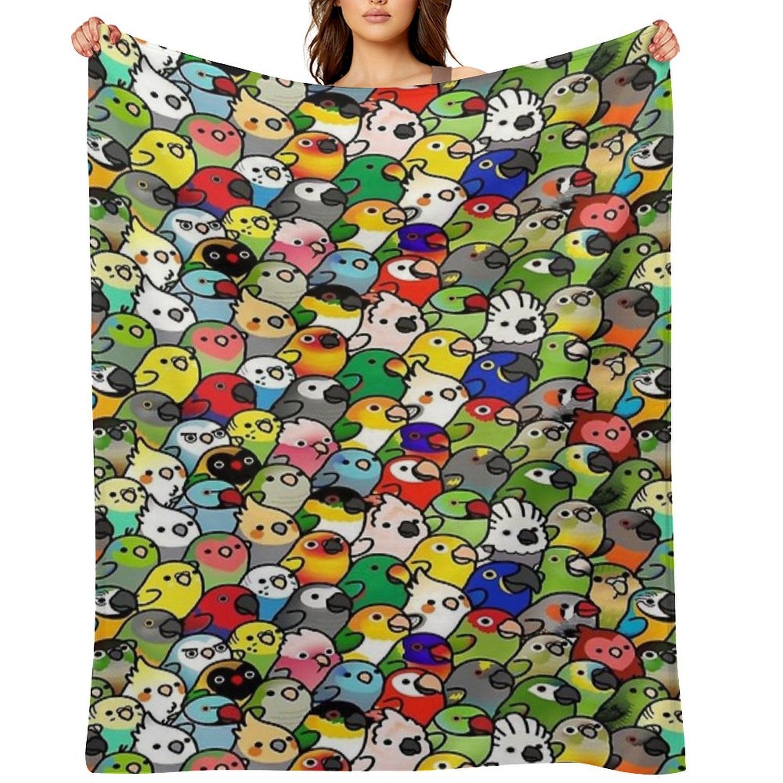 Colorful Birds Shrink-resistant Throw Blanket