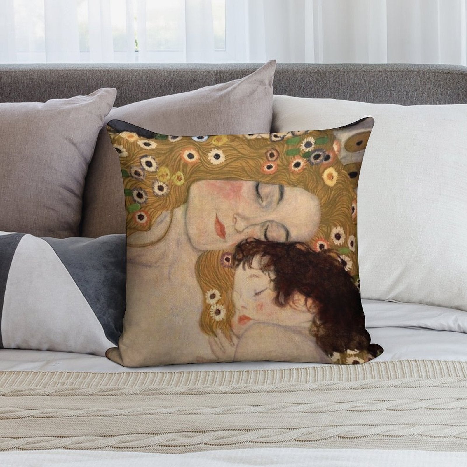 Gustav Klimt, The Three Ages of Woman, 1905 Soft Multiple Sizes Throw Pillow