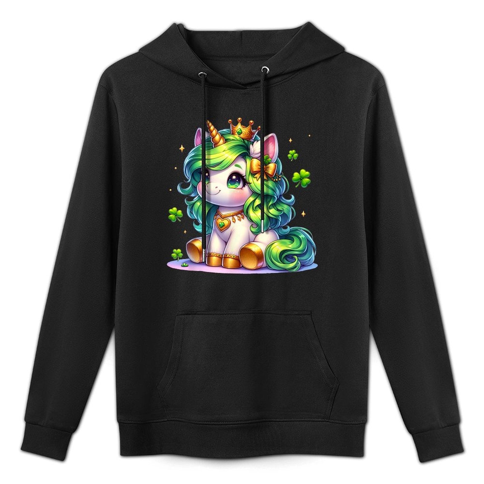 Unicorn St Patricks Day Girls Kids Shamrock Cute Unicorn All-Day Comfort Hoodie