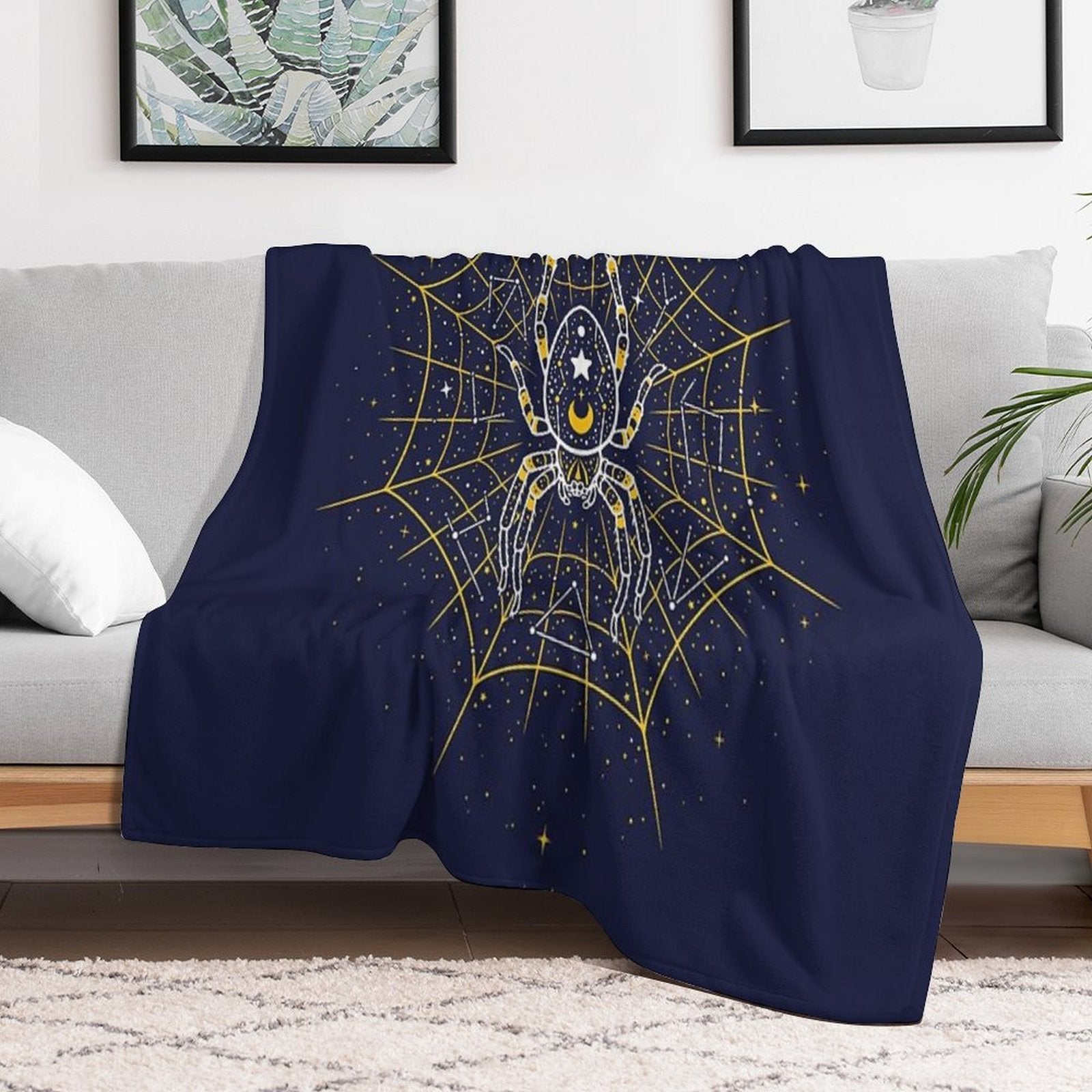 Celestial Spider on Starry Web Easy Care Throw Blanket