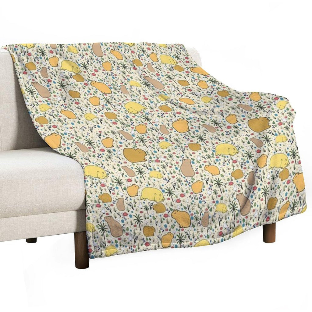 Capybaras in Gold Eco-conscious Throw Blanket