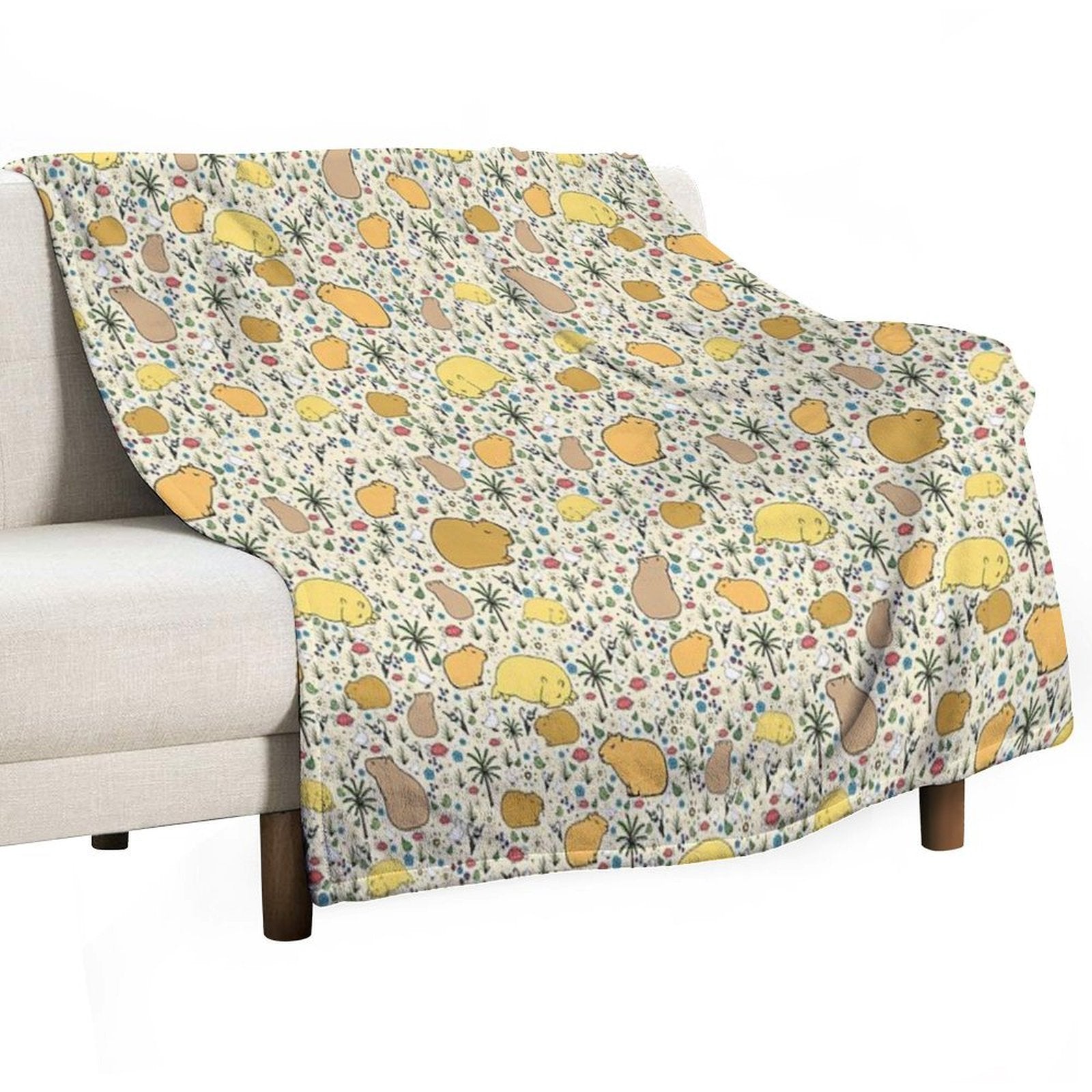 Capybaras in Gold Eco-conscious Throw Blanket