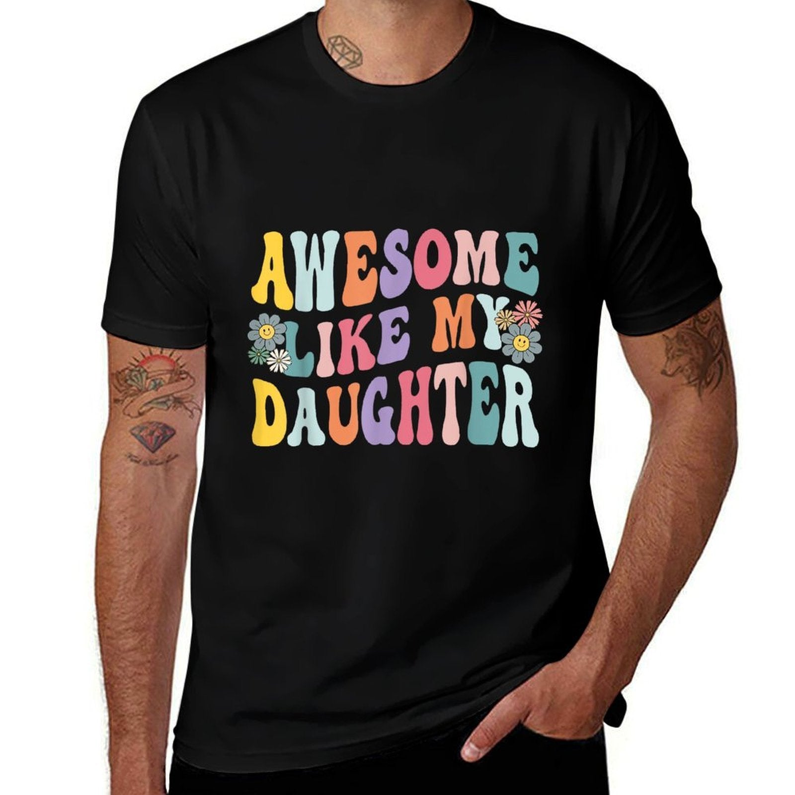 Awesome Like My Daughter Funny Mothers Fathers Day Mom Dad  Ribbed Collar T-Shirt