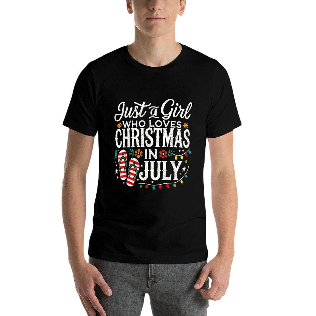 Christmas In July Girls Funny Summer Beach Vacation  Cotton T-Shirt
