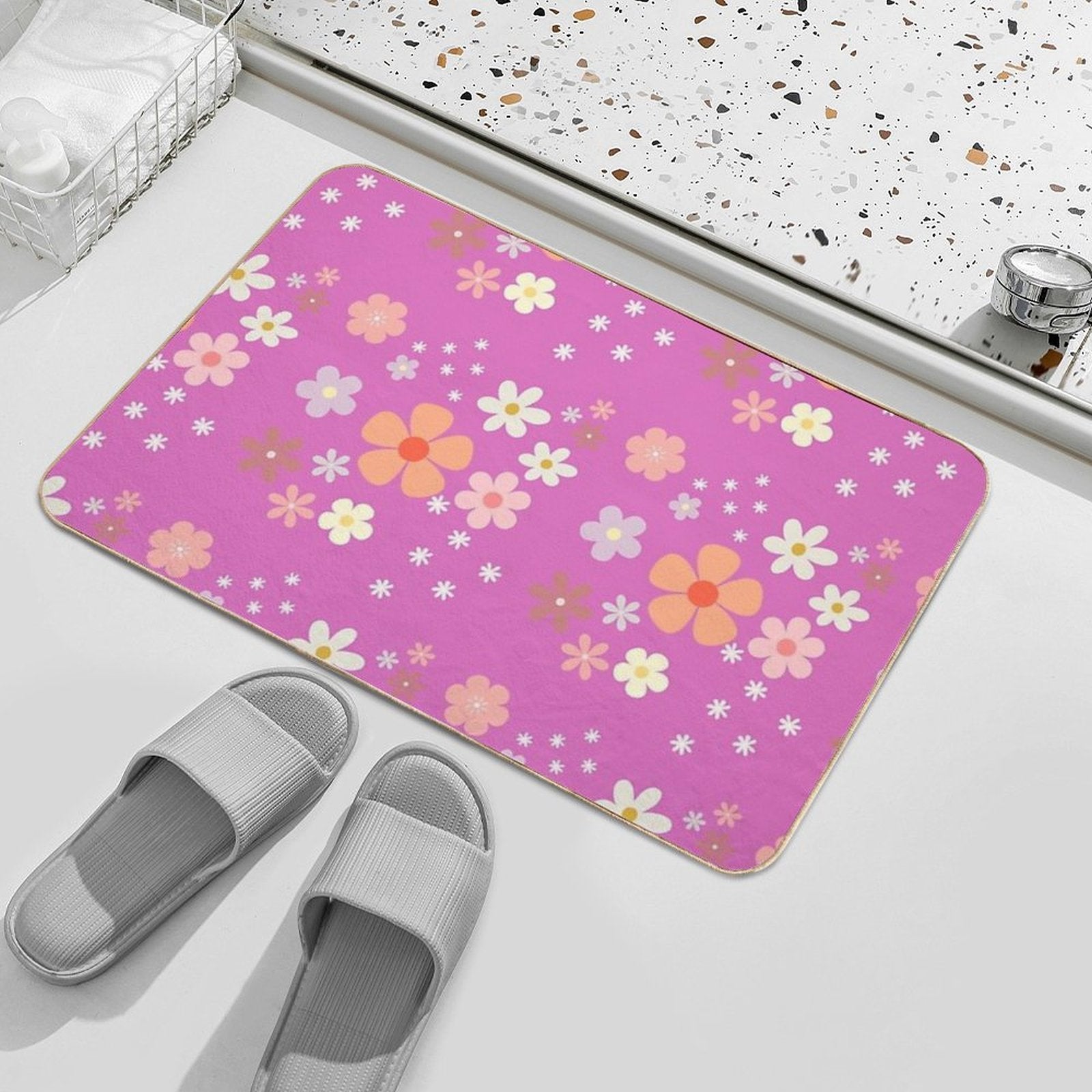Wallpaper Frenzy Flower Power  Multi-Purpose Bath Mat