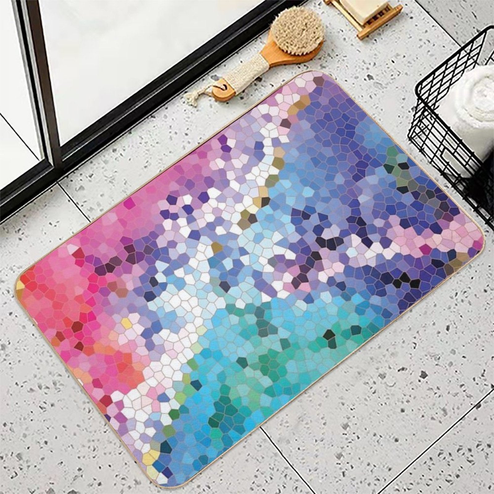 Pink Terrazzo Pattern  Fade-Resistant Bath Mat