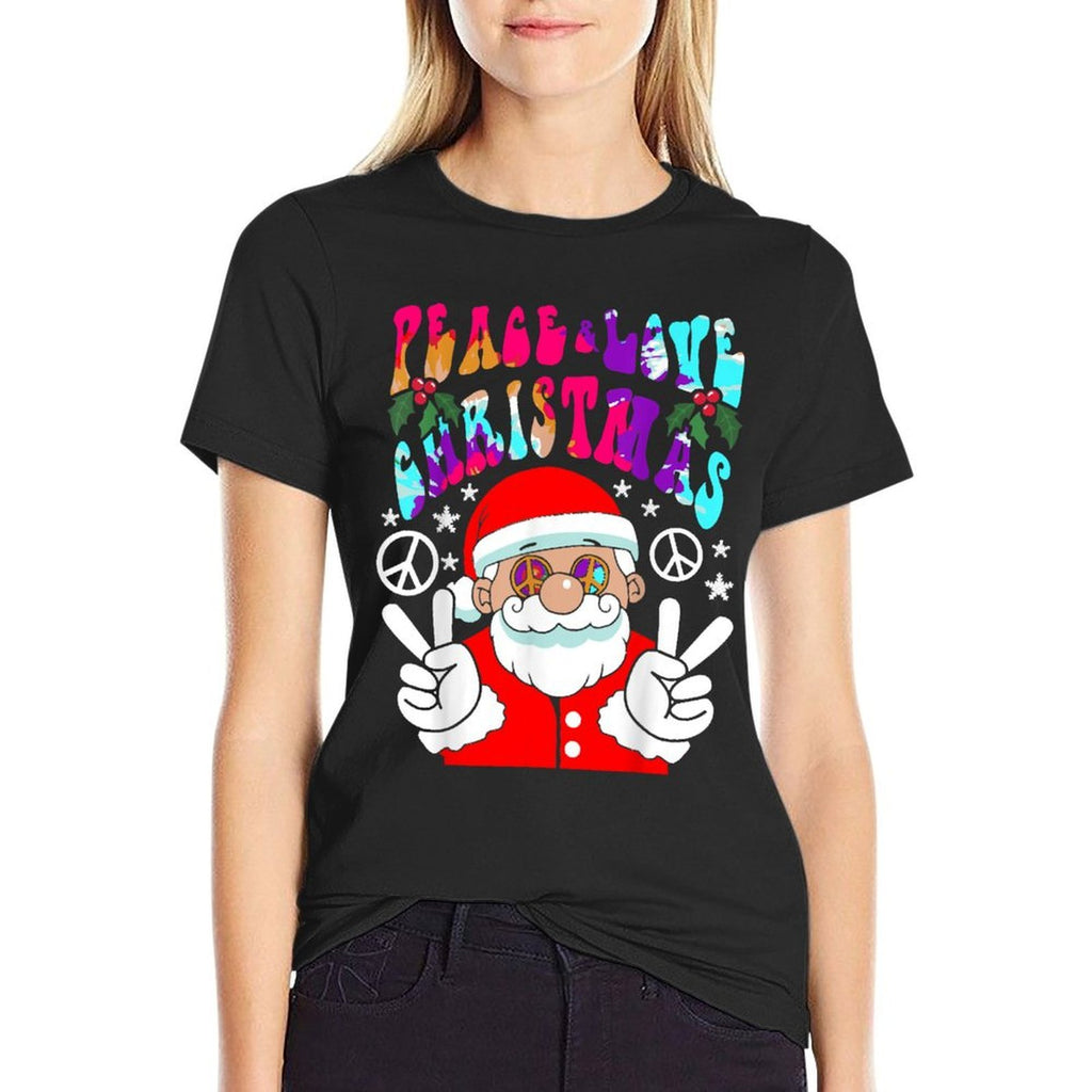 Hippie Santa Claus Peace And Love Tie Dye Groovys  Summer-ready Fabric T-Shirt