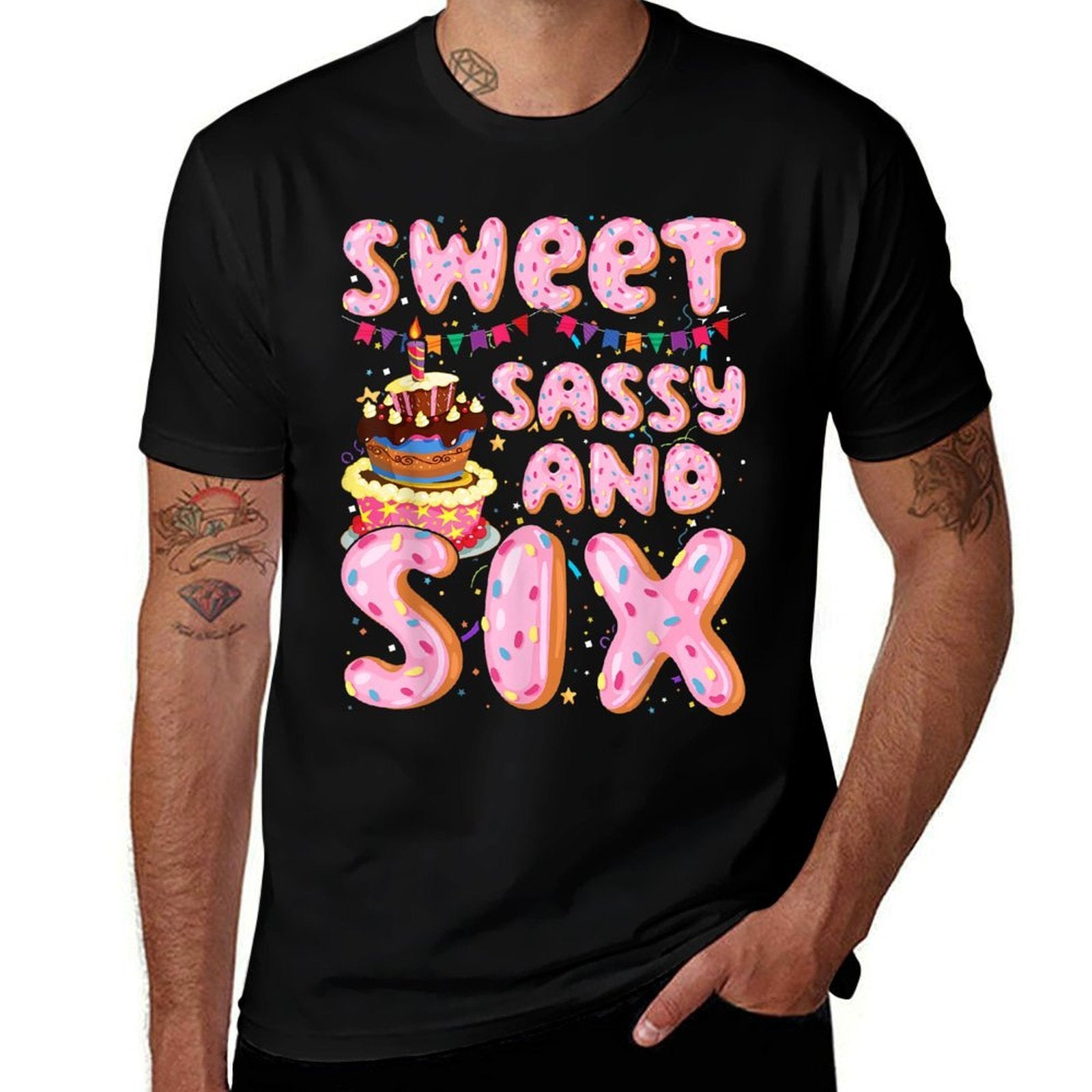 Kids Sweet Sassy And Six Birthday Girl 6 Yrs Old Sweetie  High-quality Stitching T-Shirt