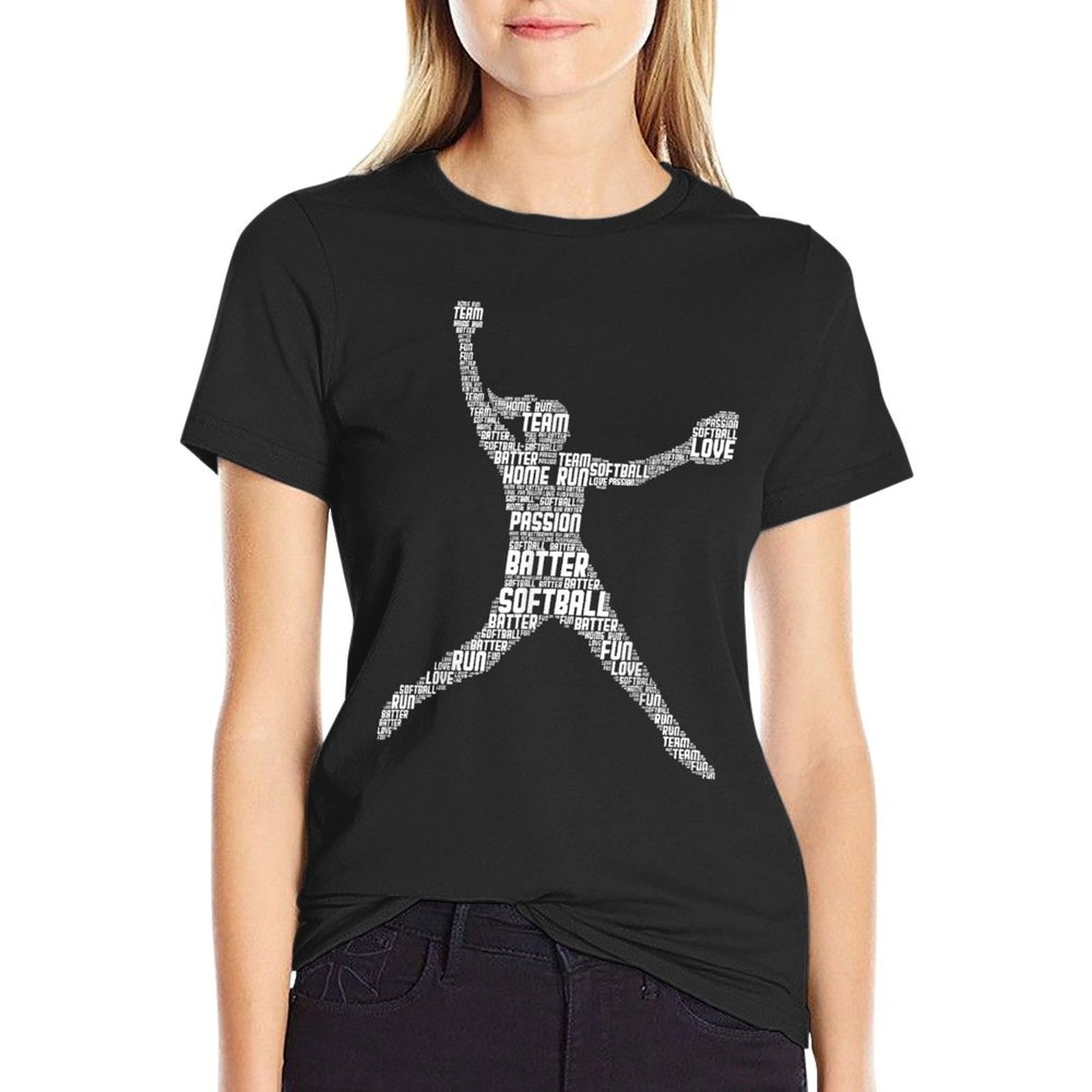 Softball Girls Women Kids  Fade-proof Color T-Shirt