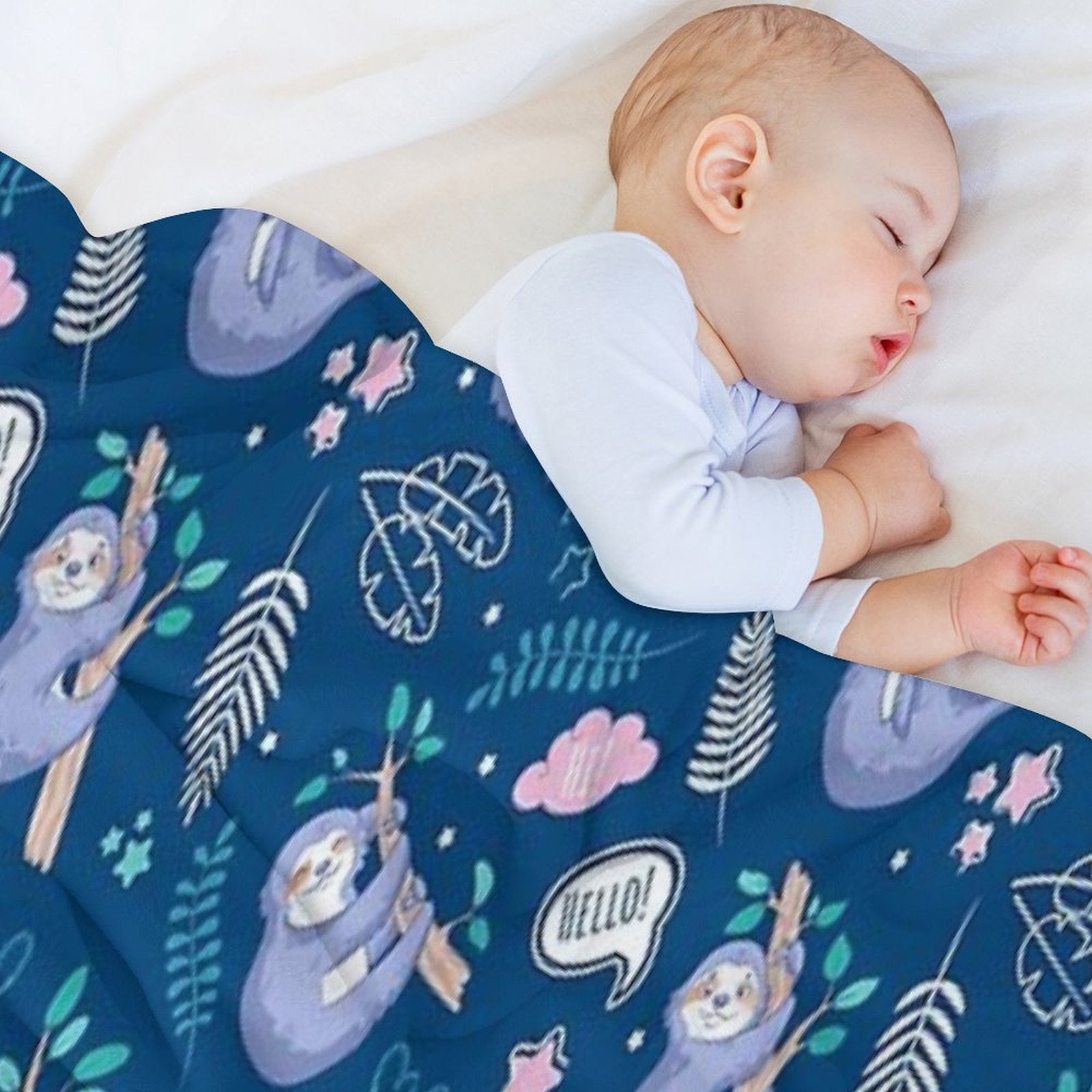 Sloths Tropical Elements Cute Pattern All-season Throw Blanket