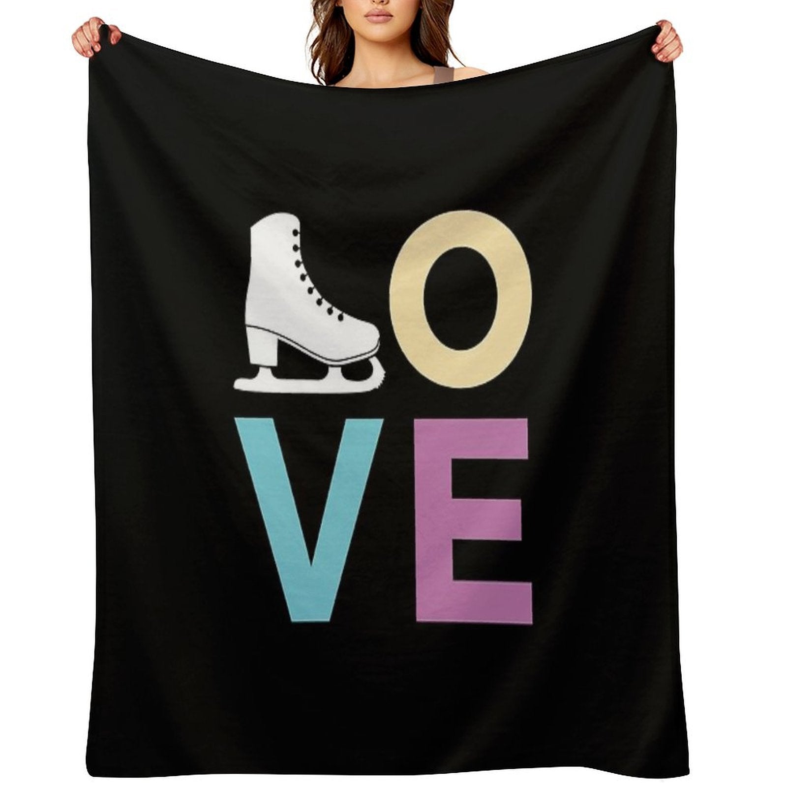 Cute Figure Skating Gift - LOVE And A Figure Skate Eco-conscious Throw Blanket
